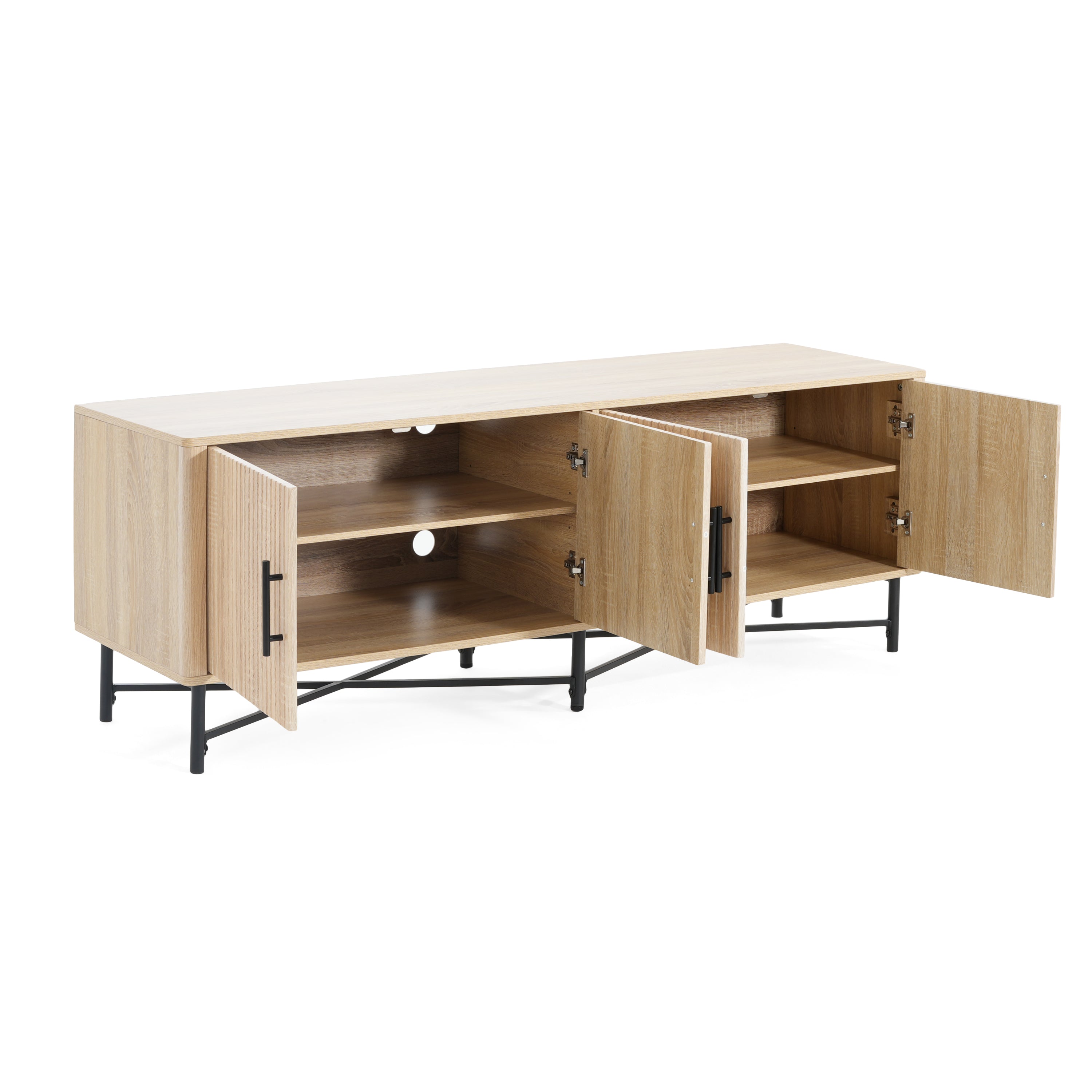 4-Door Fluted Low TV Cabinet