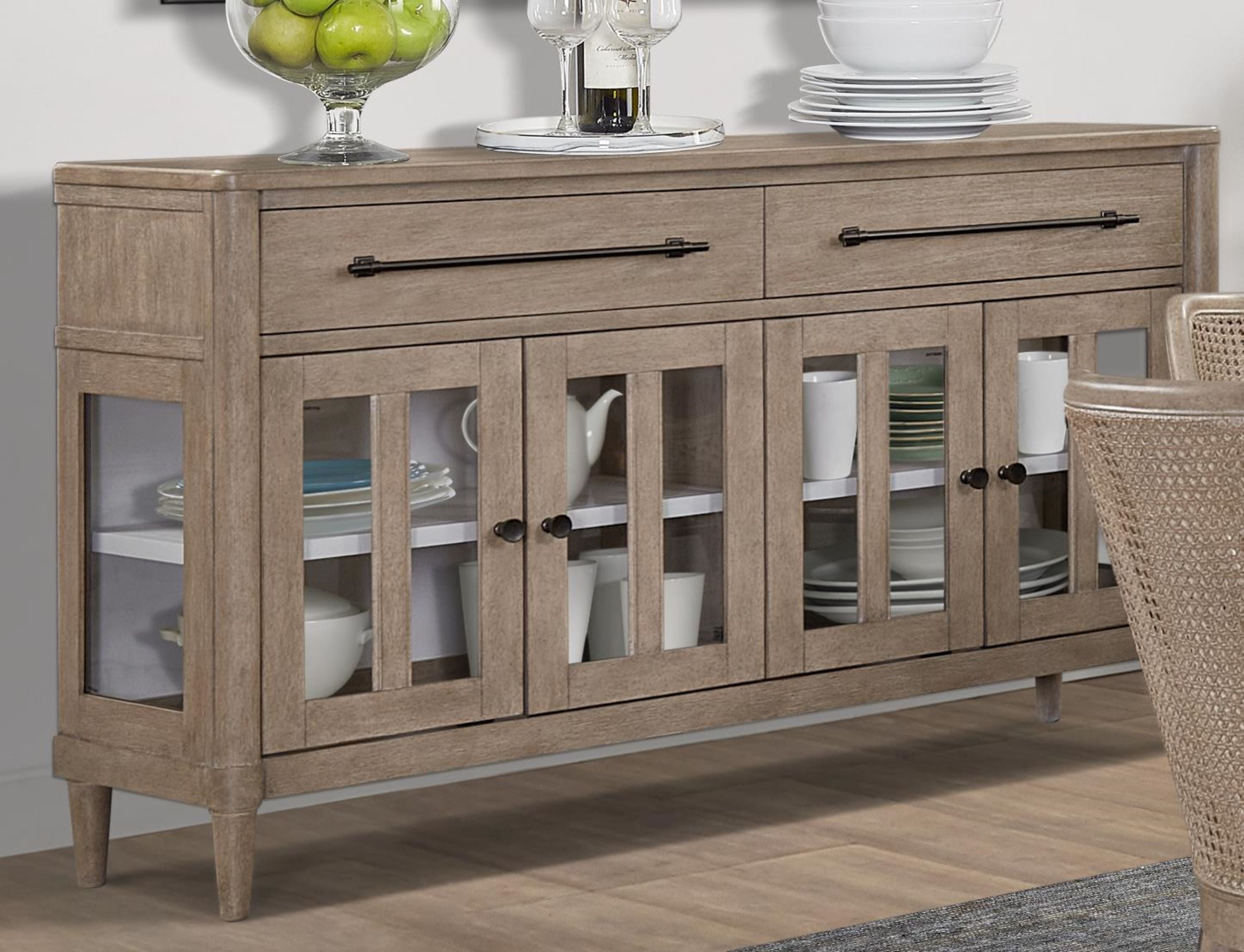 Buffet with Glass Cabinet Doors