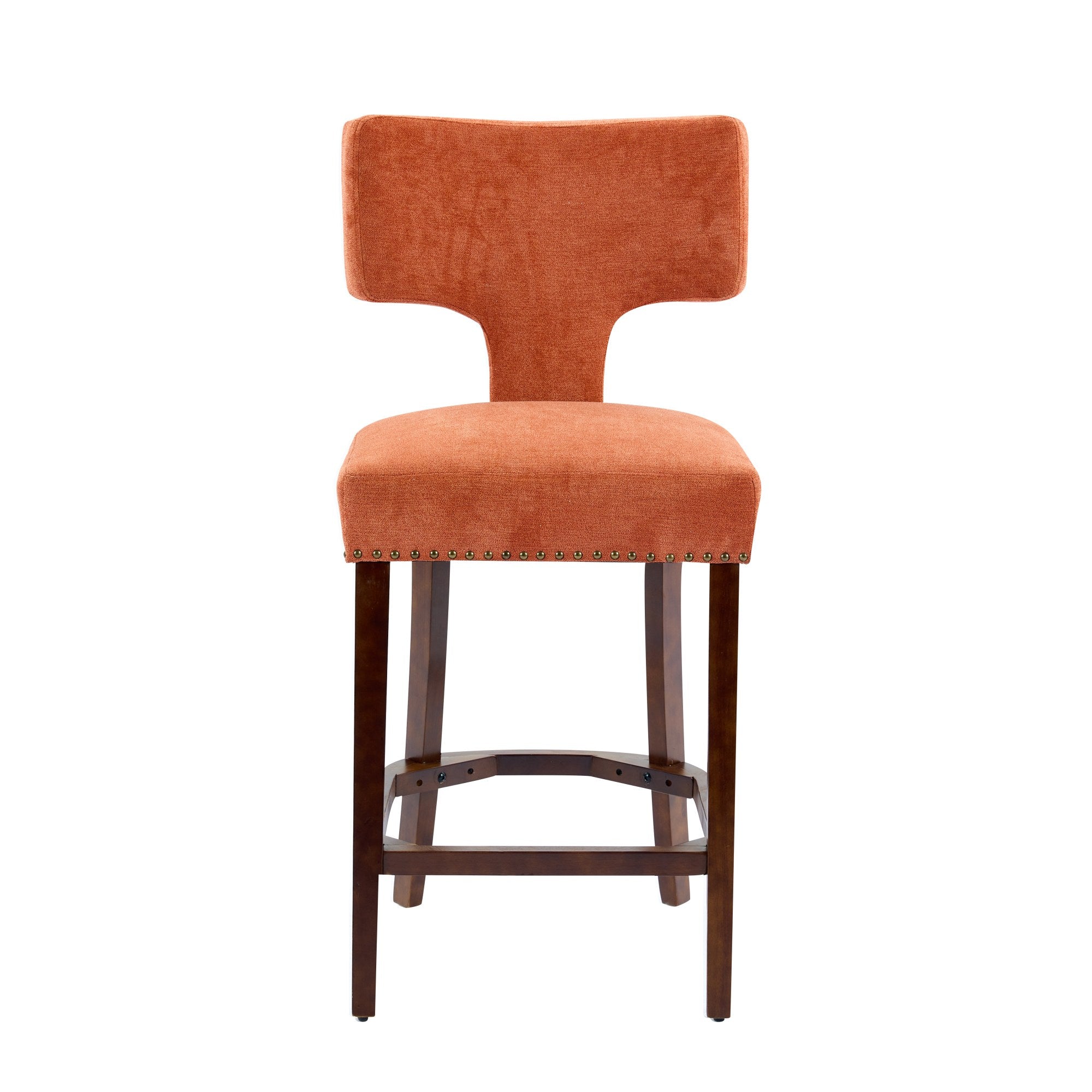 Upholstered T-Back Counter Height Bar Stools, Set of 2
