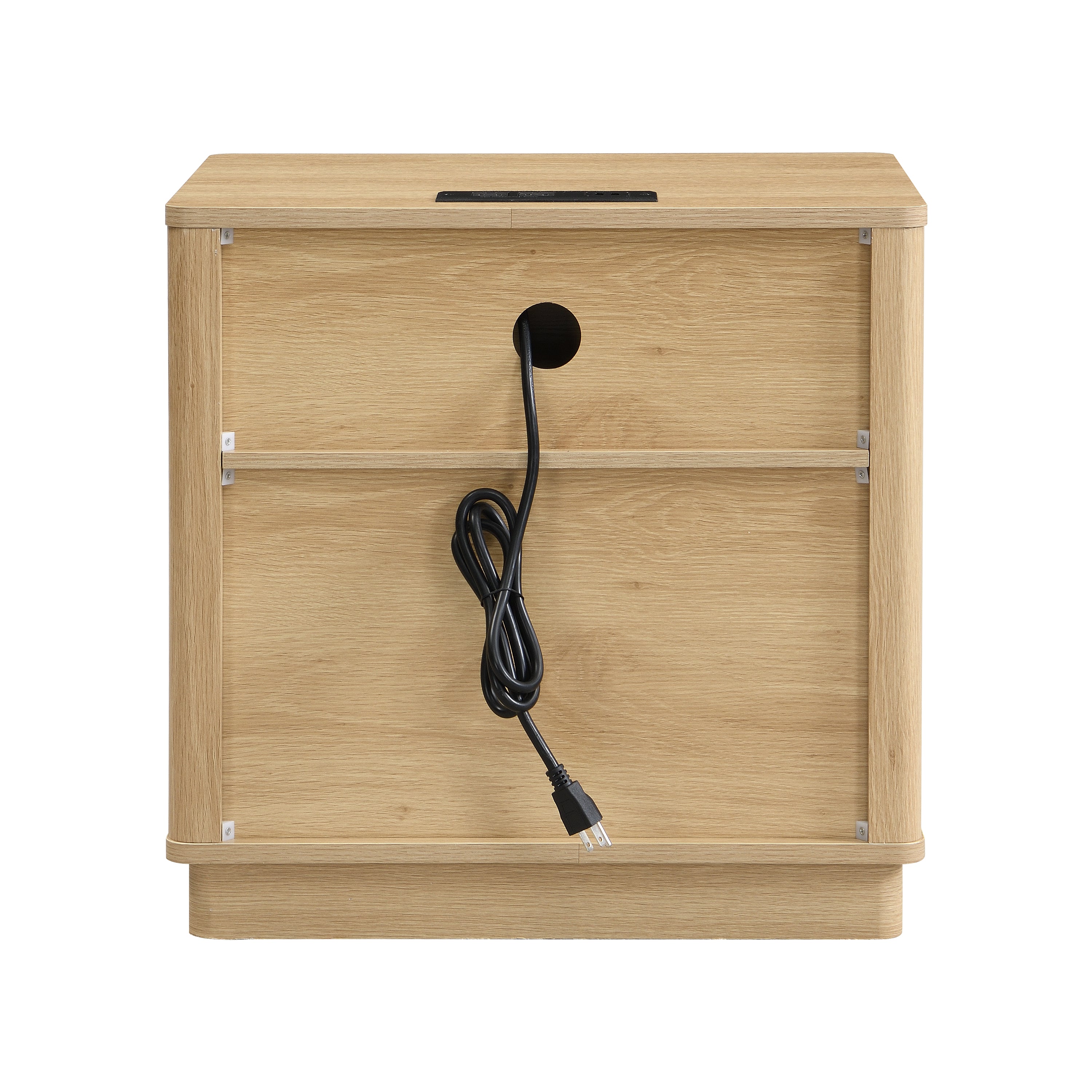 Fluted Nightstand with Outlet & USB Port