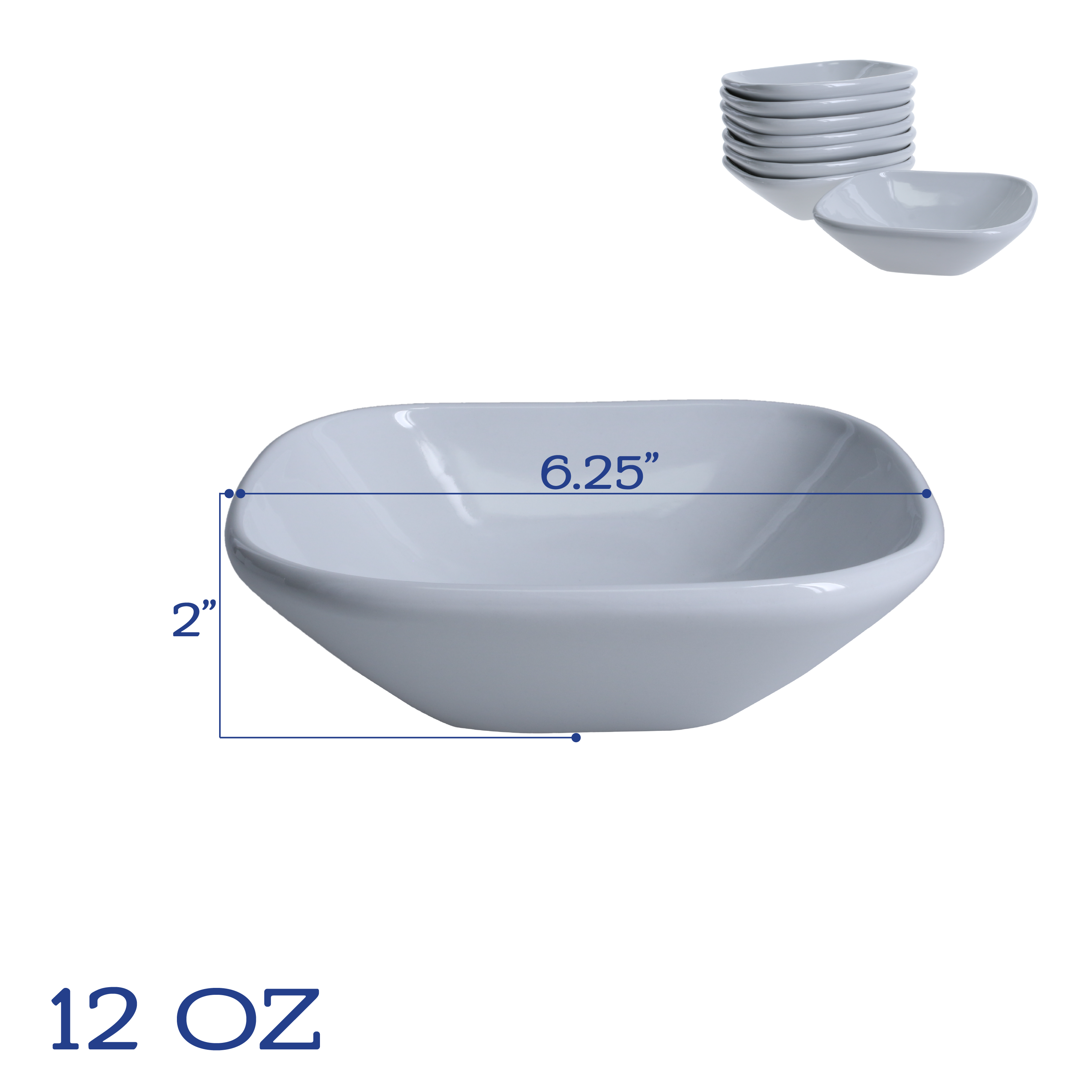 Impulse Square Cereal Bowls, Set of 8