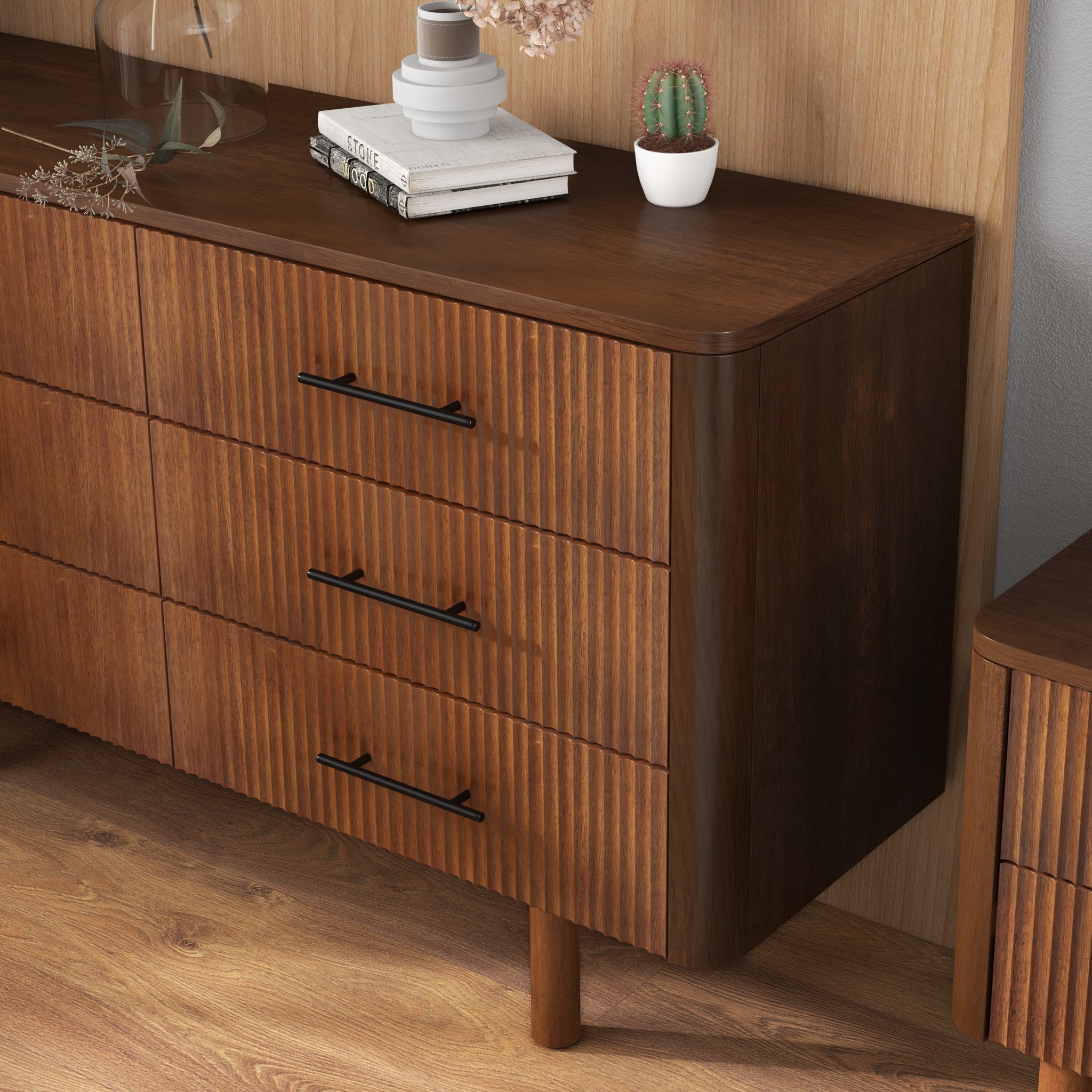 Logan Mid Century Modern Walnut Dresser