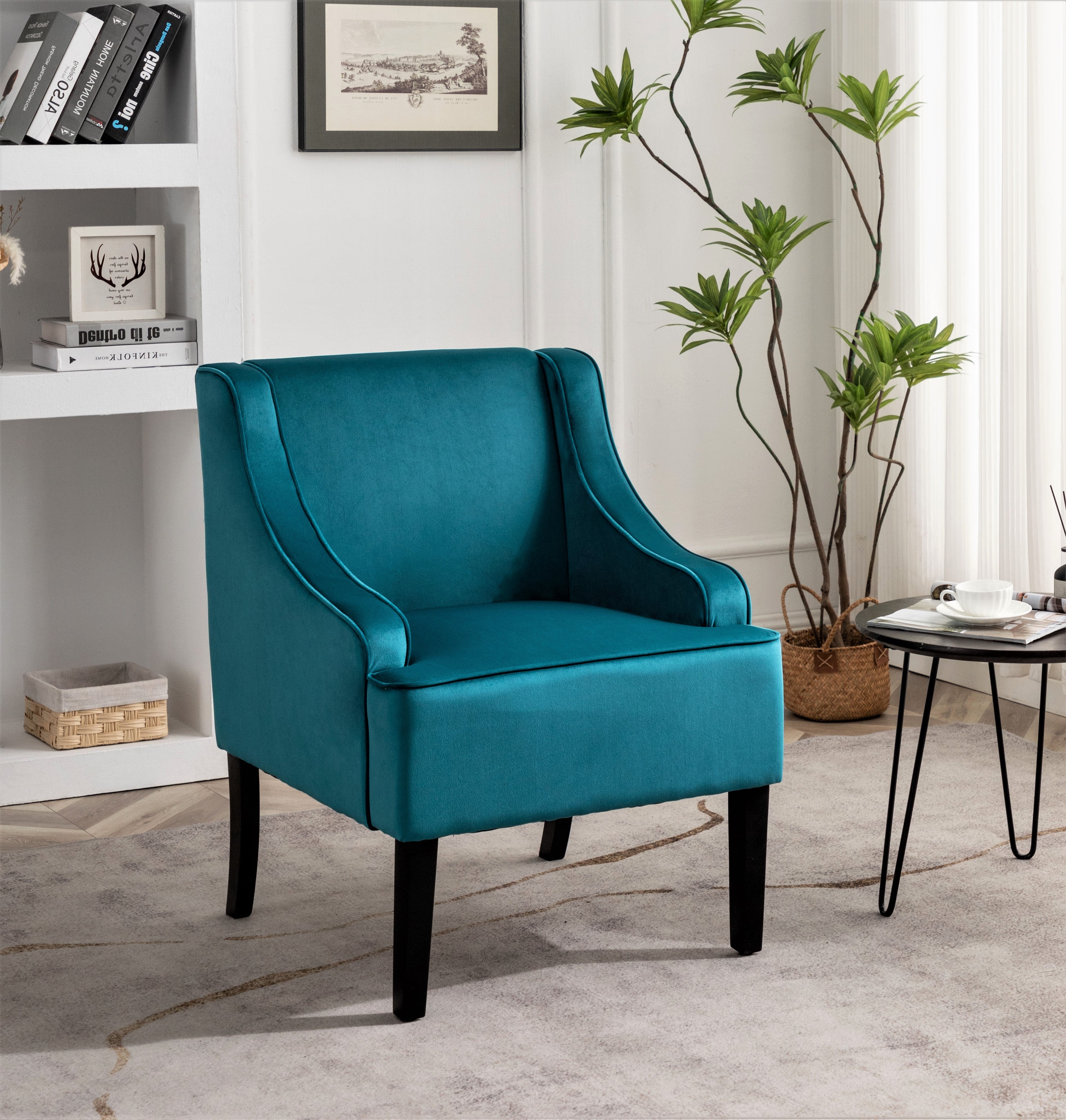 Versatile Velvet Side Chair with Recessed Arms