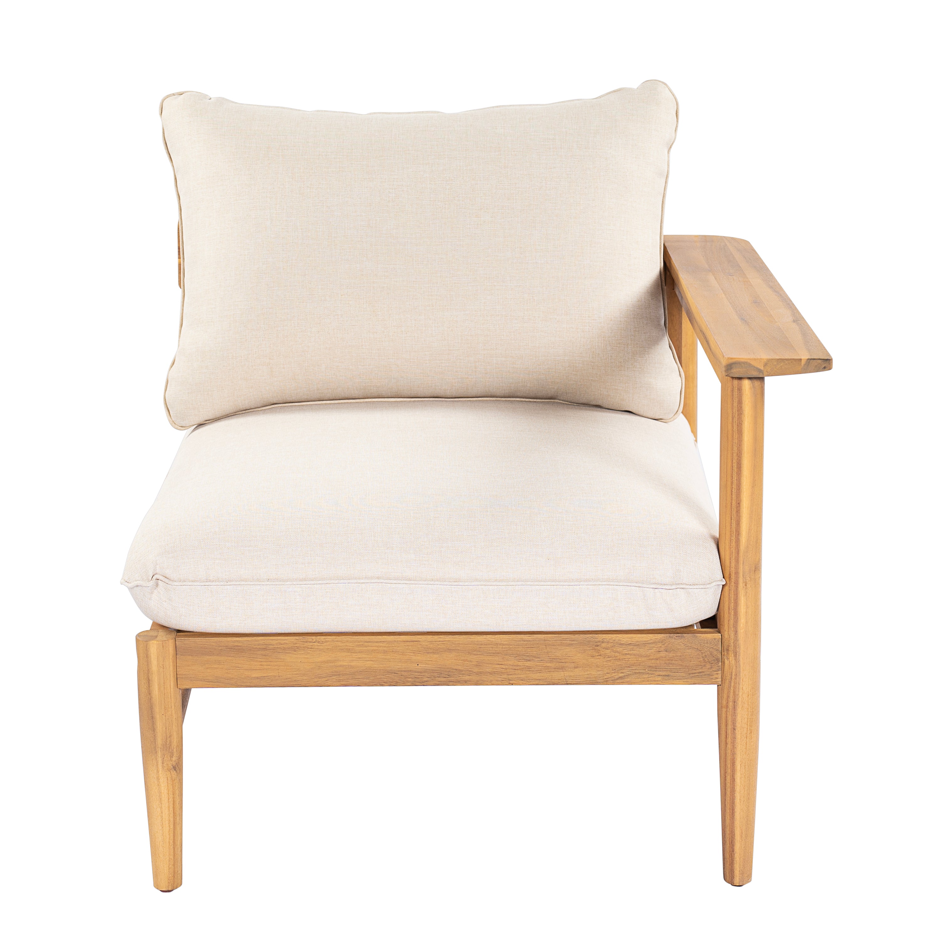 Terassi Outdoor Acacia Wood 4 Seater Sofa, Light Teak Finish with Beige Cushion