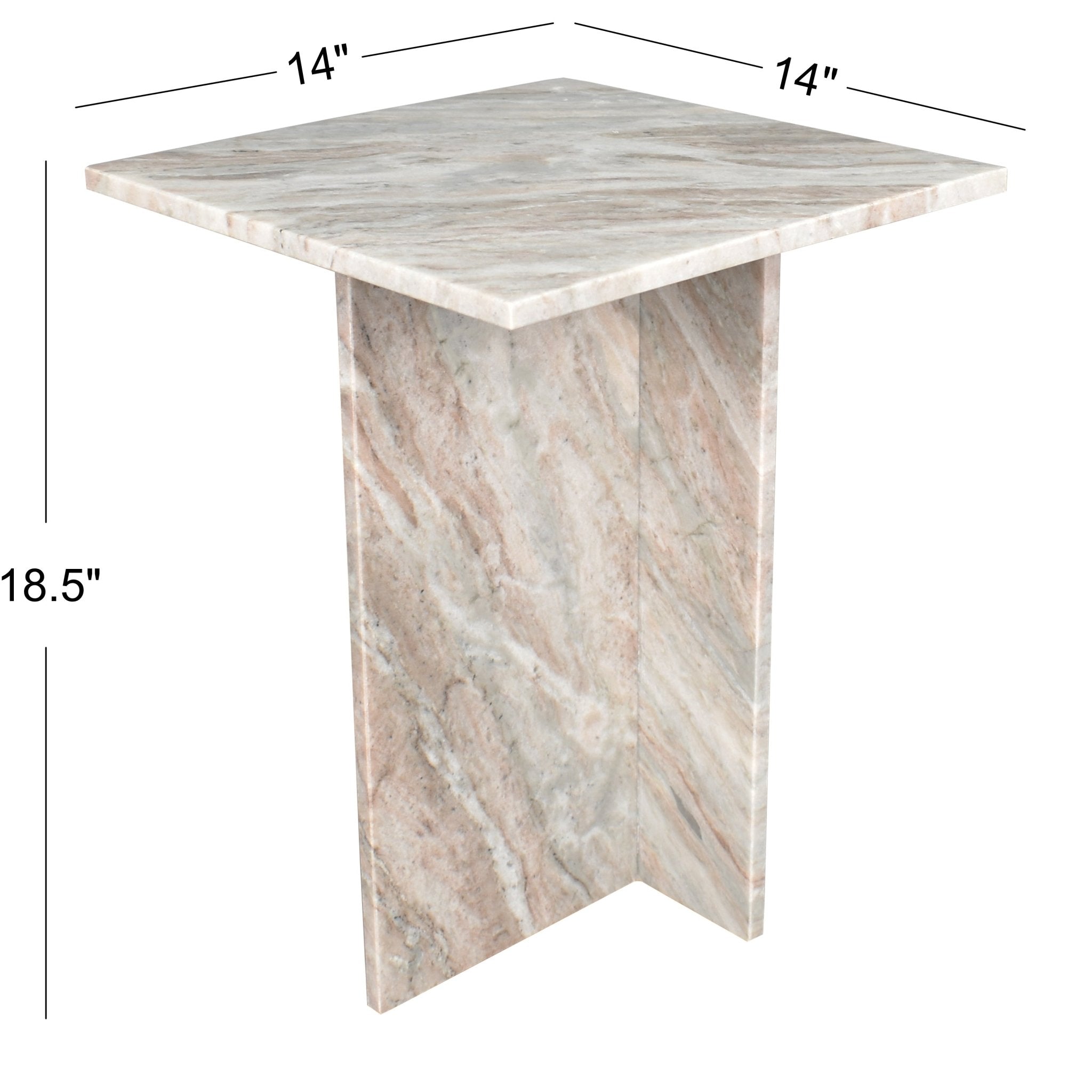 Cecil Contemporary Natural Marble Handmade T - Shaped End Table - Side Tables