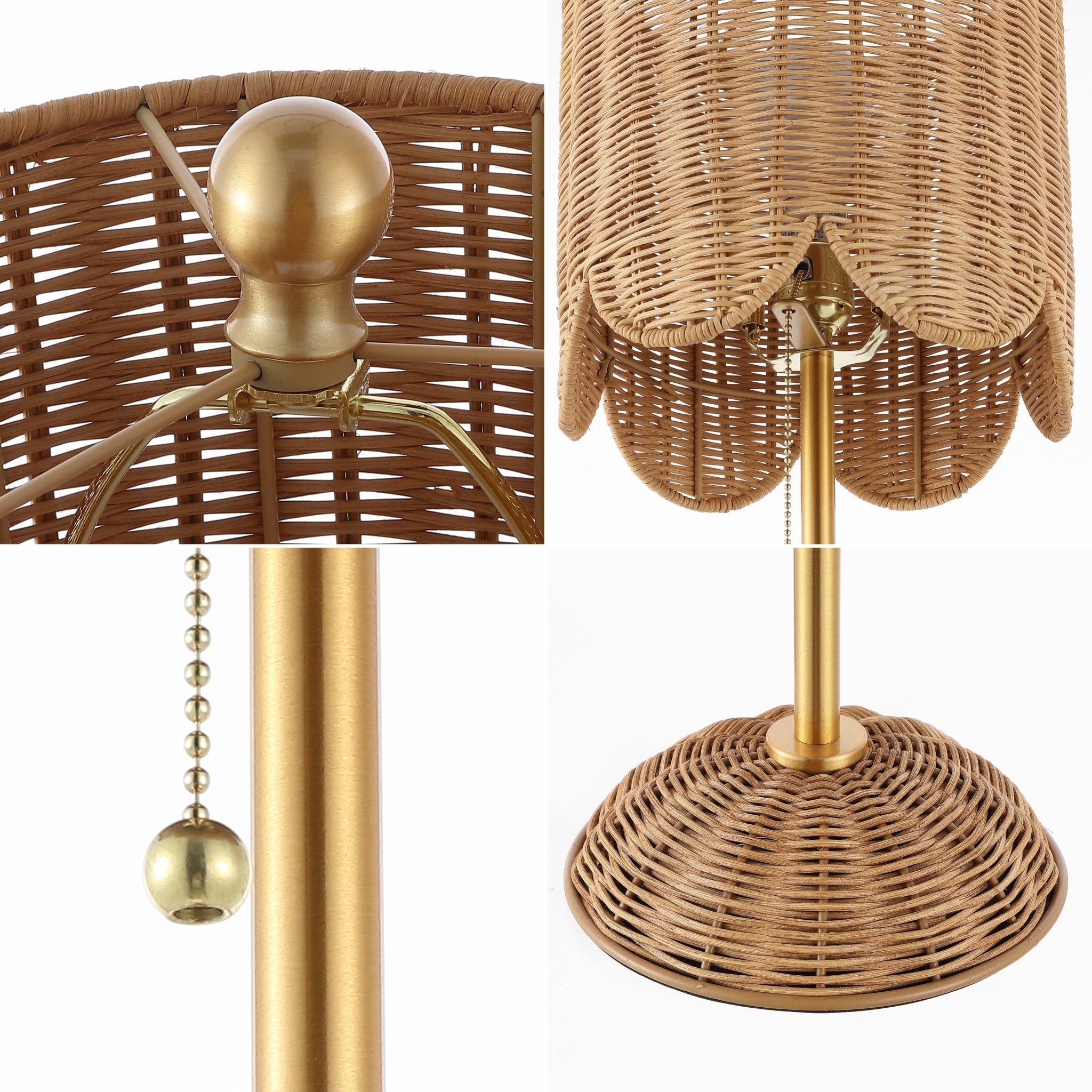 Celerie Coastal Bohemian Rattan/Iron Scalloped Buffet LED Table Lamp with Pull Chain (Set of 2) - Table Lamps