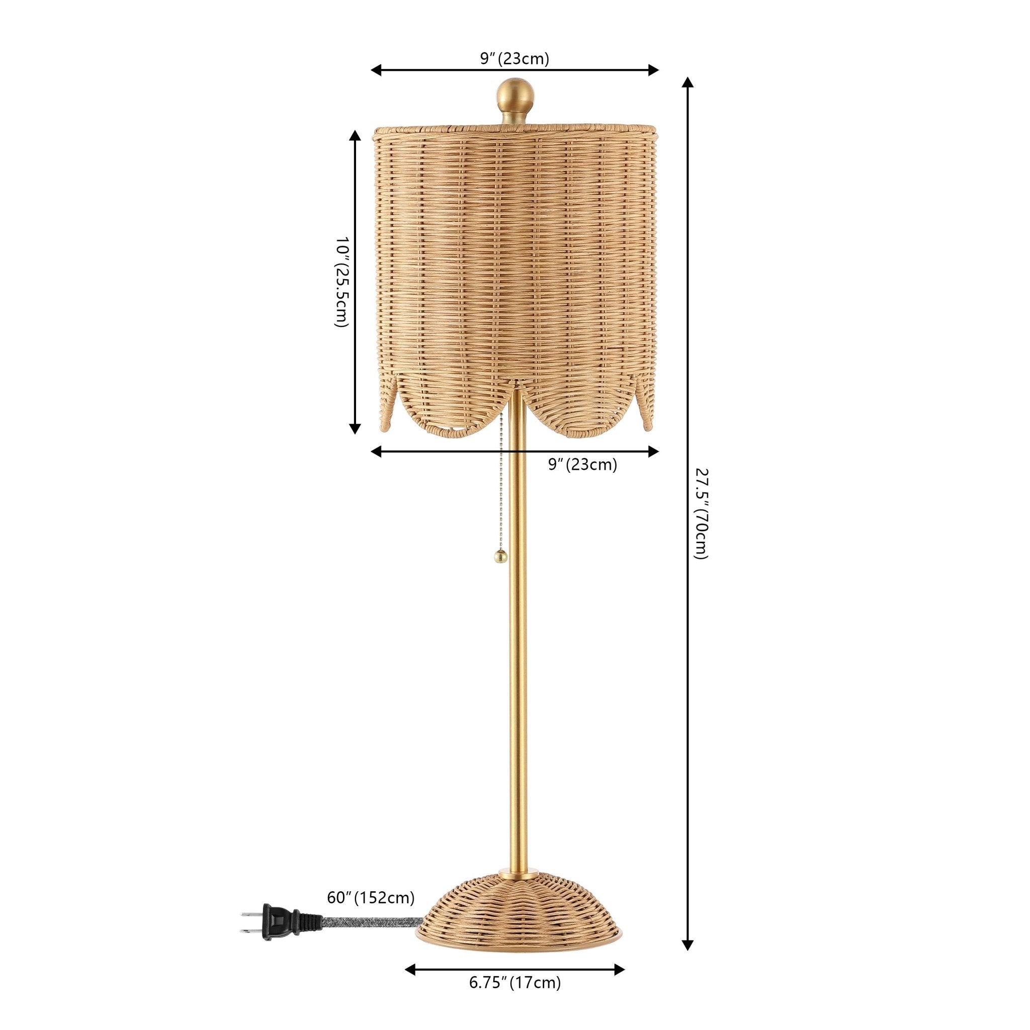 Celerie Coastal Bohemian Rattan/Iron Scalloped Buffet LED Table Lamp with Pull Chain (Set of 2) - Table Lamps
