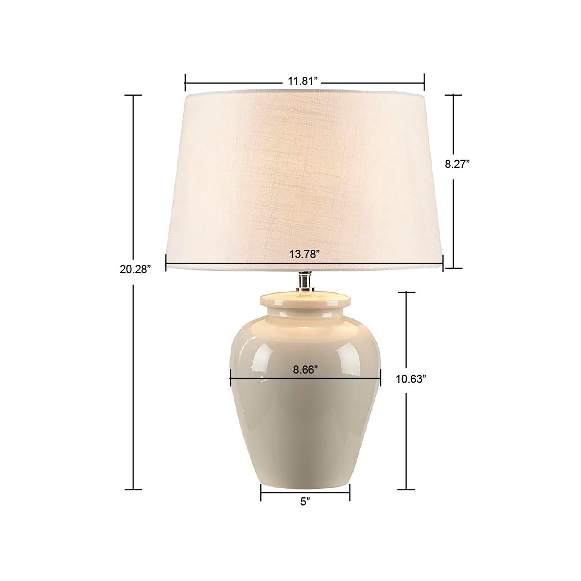 Ceramic Table Lamp with Vase - Shaped Base and Drum Shade - Table Lamps
