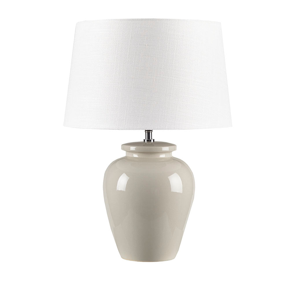 Ceramic Table Lamp with Vase - Shaped Base and Drum Shade - Table Lamps