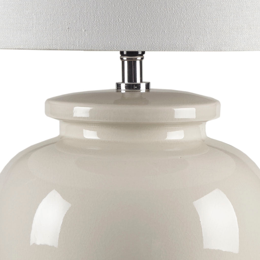 Ceramic Table Lamp with Vase - Shaped Base and Drum Shade - Table Lamps