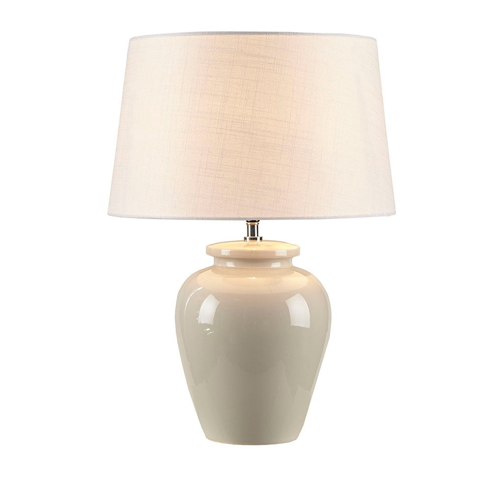 Ceramic Table Lamp with Vase - Shaped Base and Drum Shade - Table Lamps
