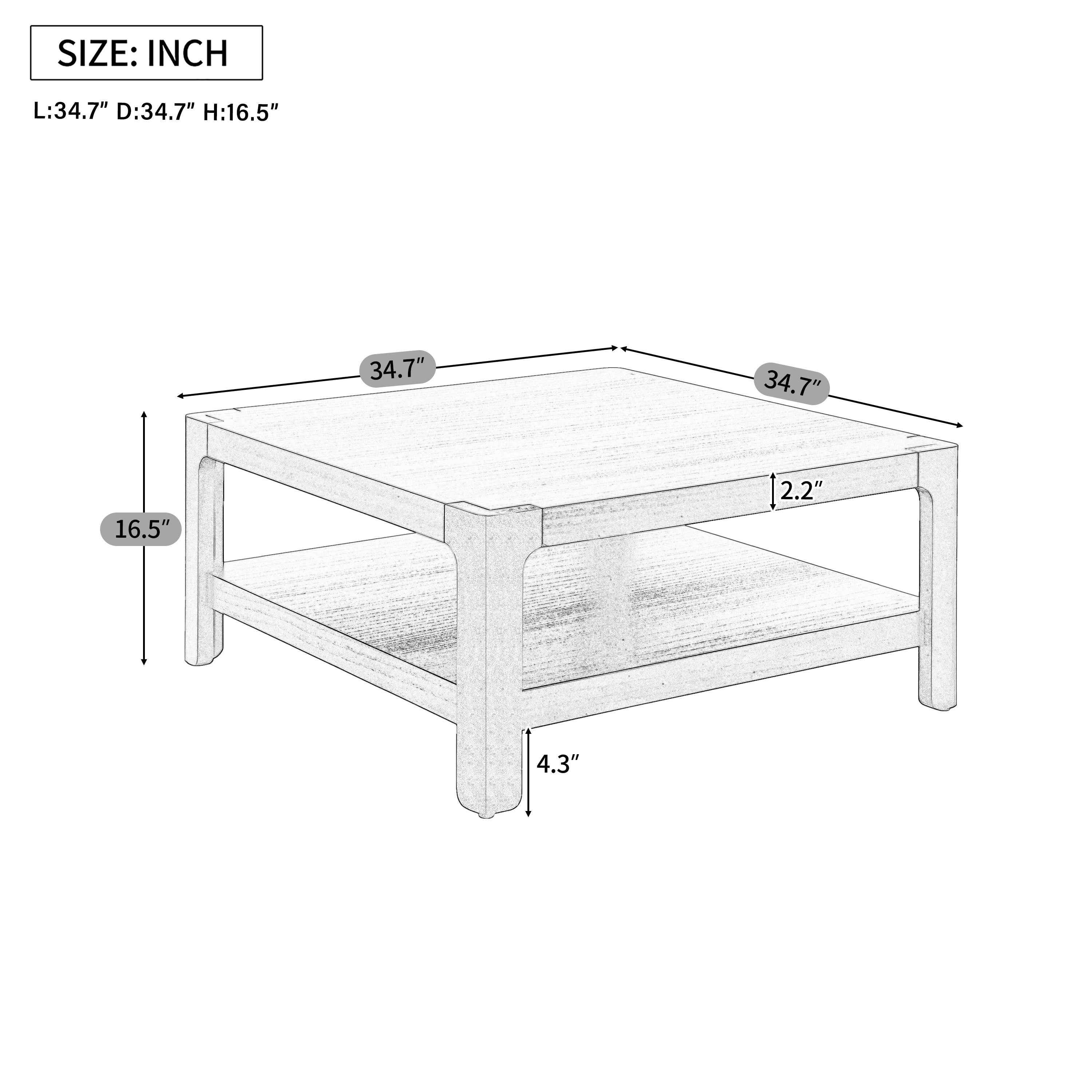 Modern Farmhouse Coffee Table with Soft Rounded Profile