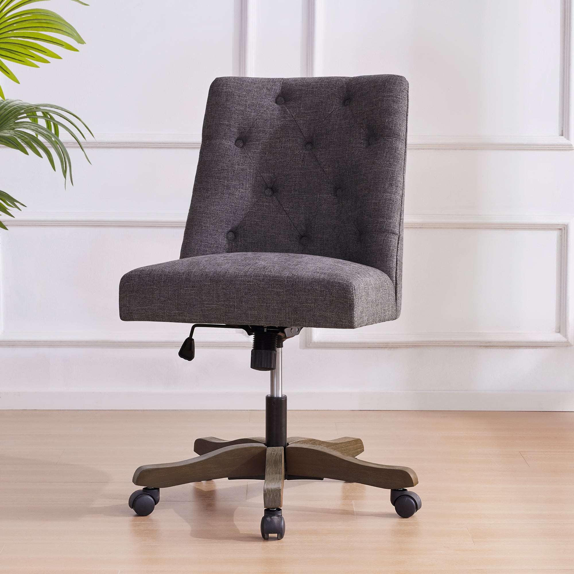 Chenille Upholstered Armless Swivel Desk Chair