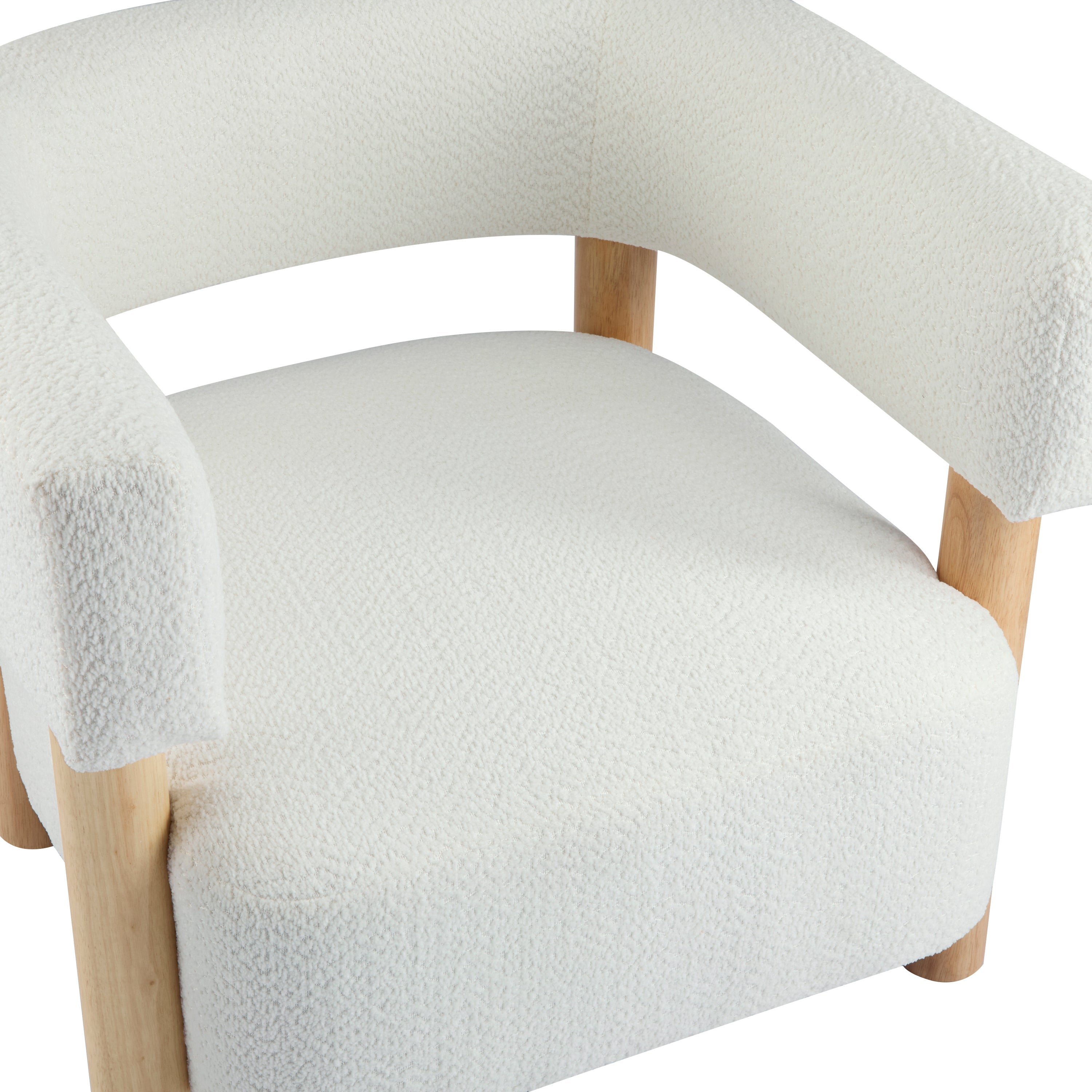 Boucle Upholstered Accent Arm Chair with Modern Wooden Frame