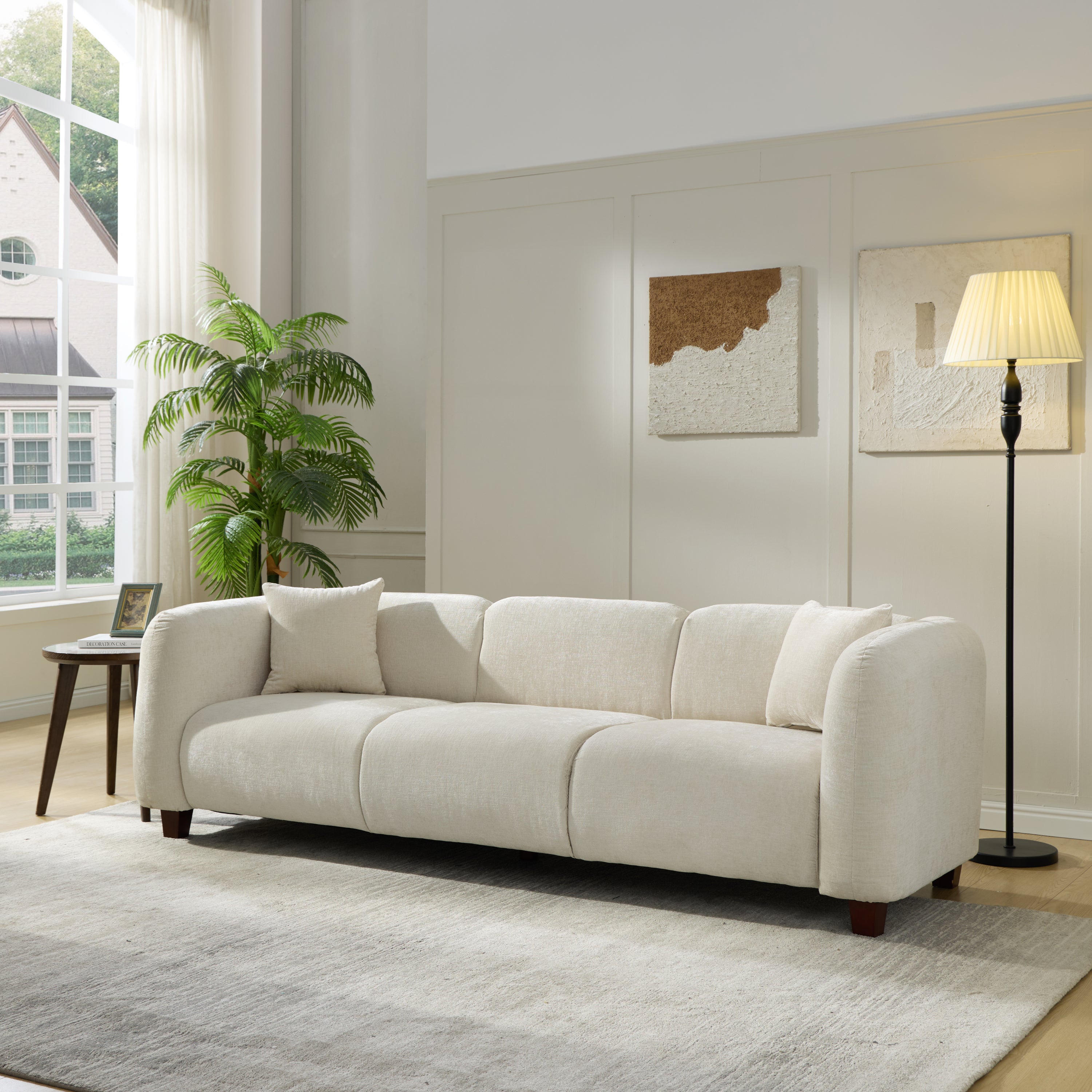 Silo 87" 3-Seater Modern Upholstered Chenille Sofa
