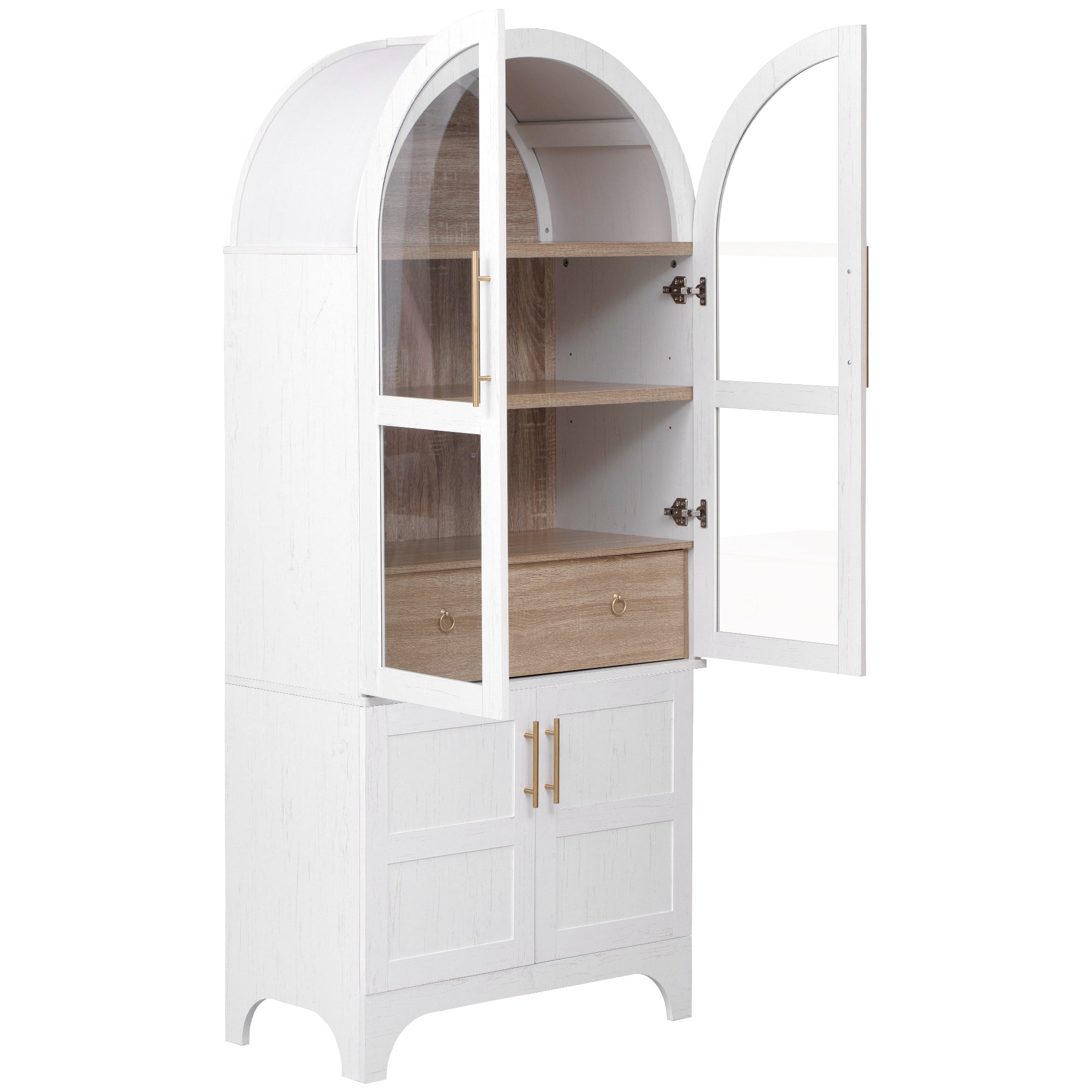 Farmhouse Kitchen Storage Cabinet with Open & Adjustable Shelves