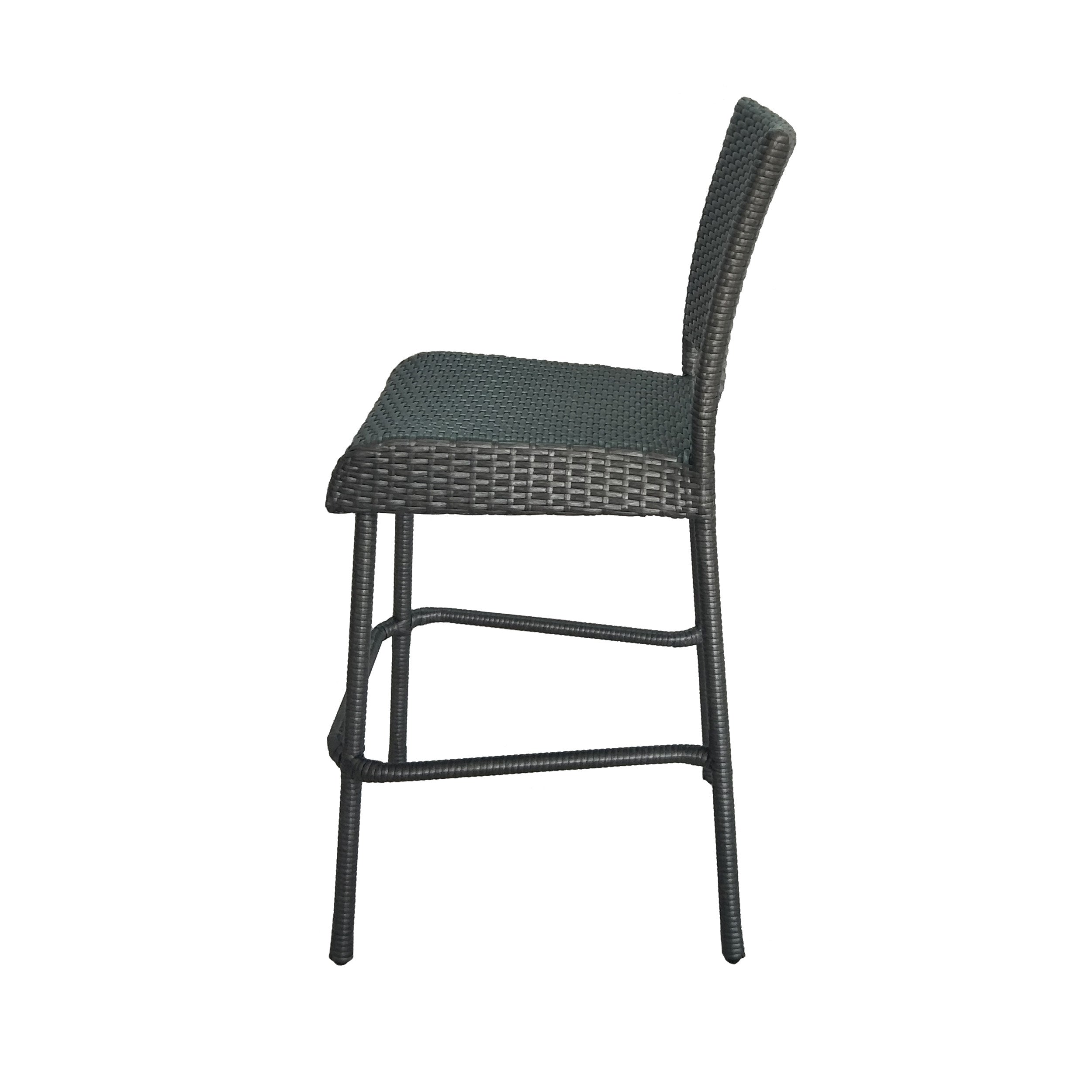 29" Outdoor Rattan Armless Barstools, Set of 2