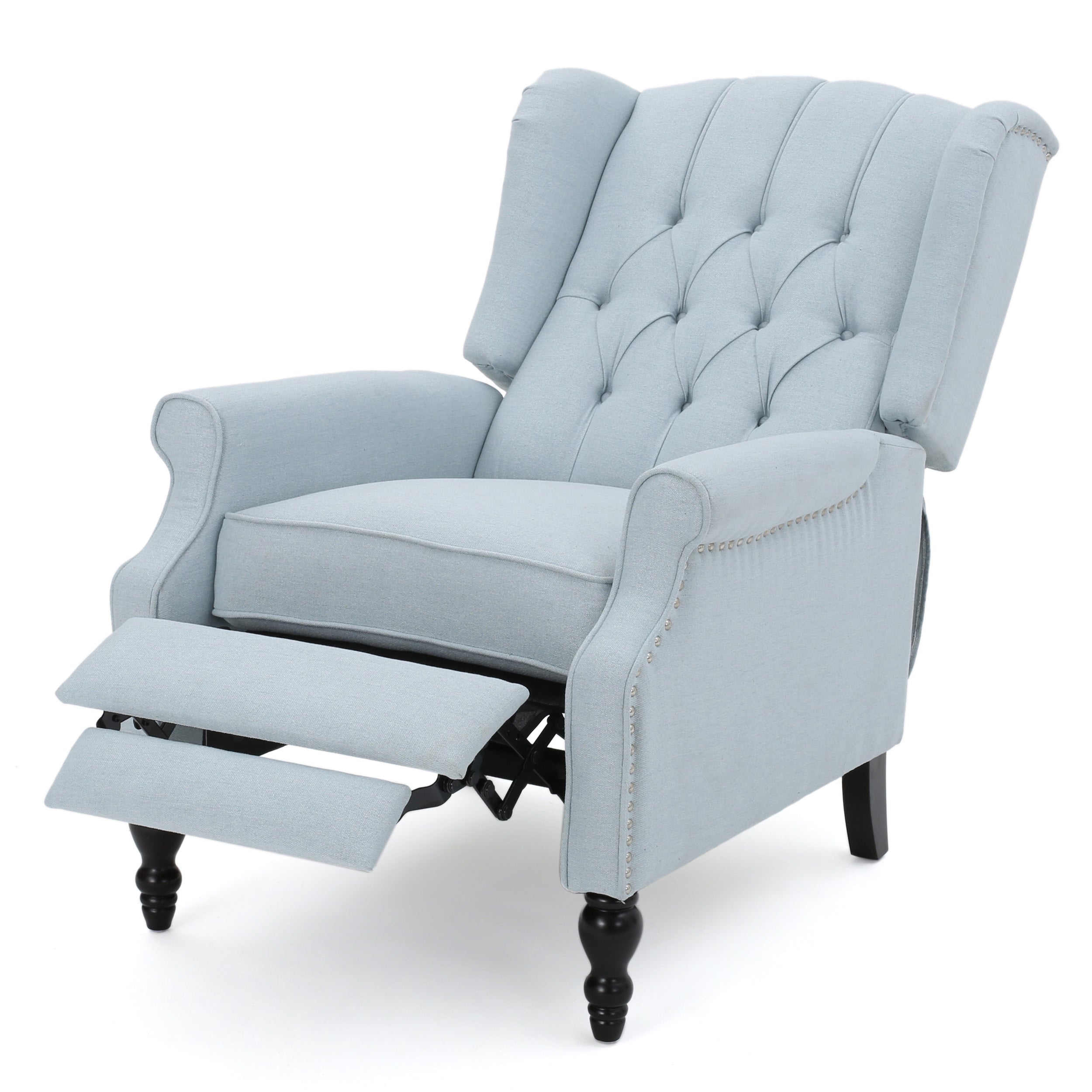 Contemporary Tufted Fabric Arm Chair Recliner with Wingback Design