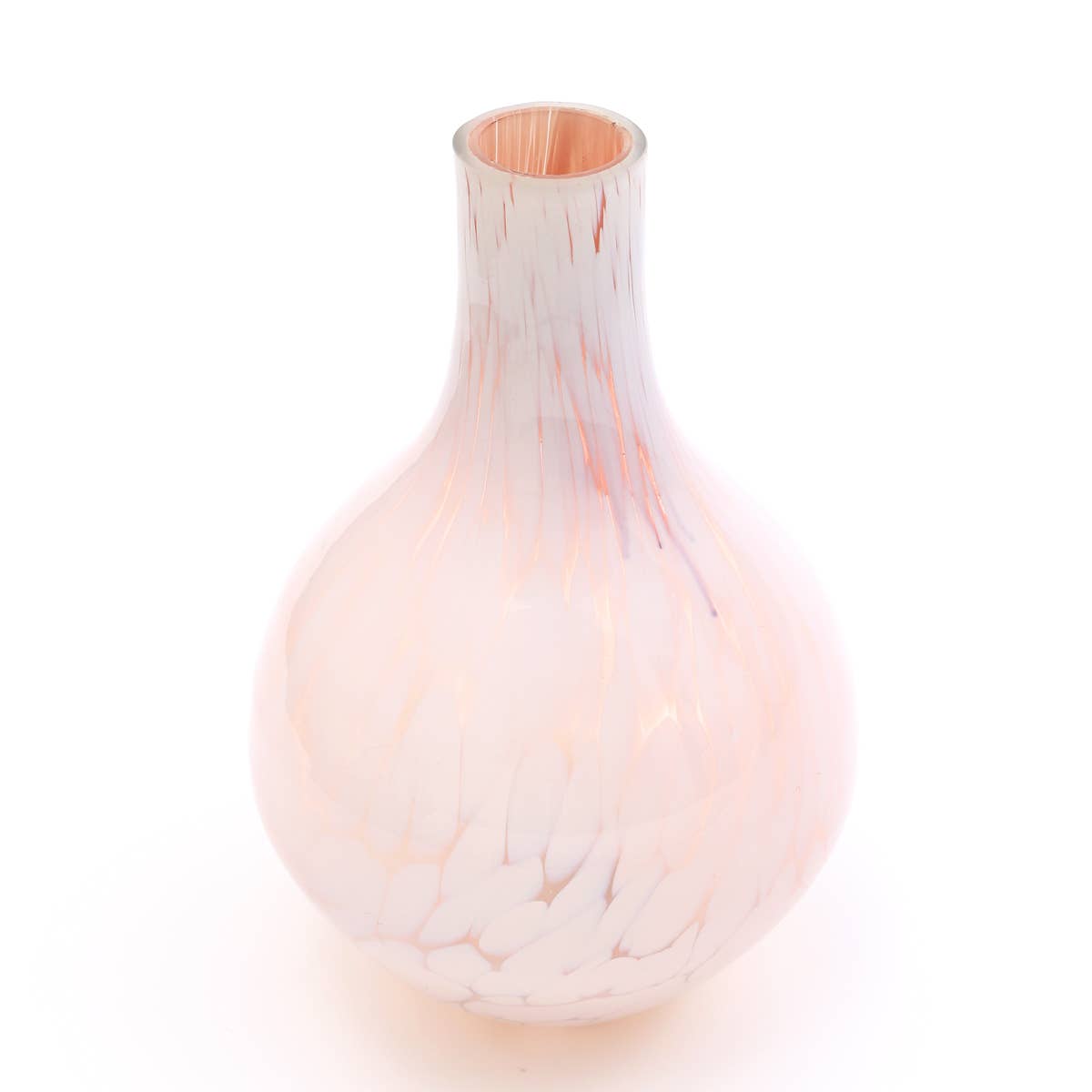Decorative Pink Splutter Glass Rounded Vase