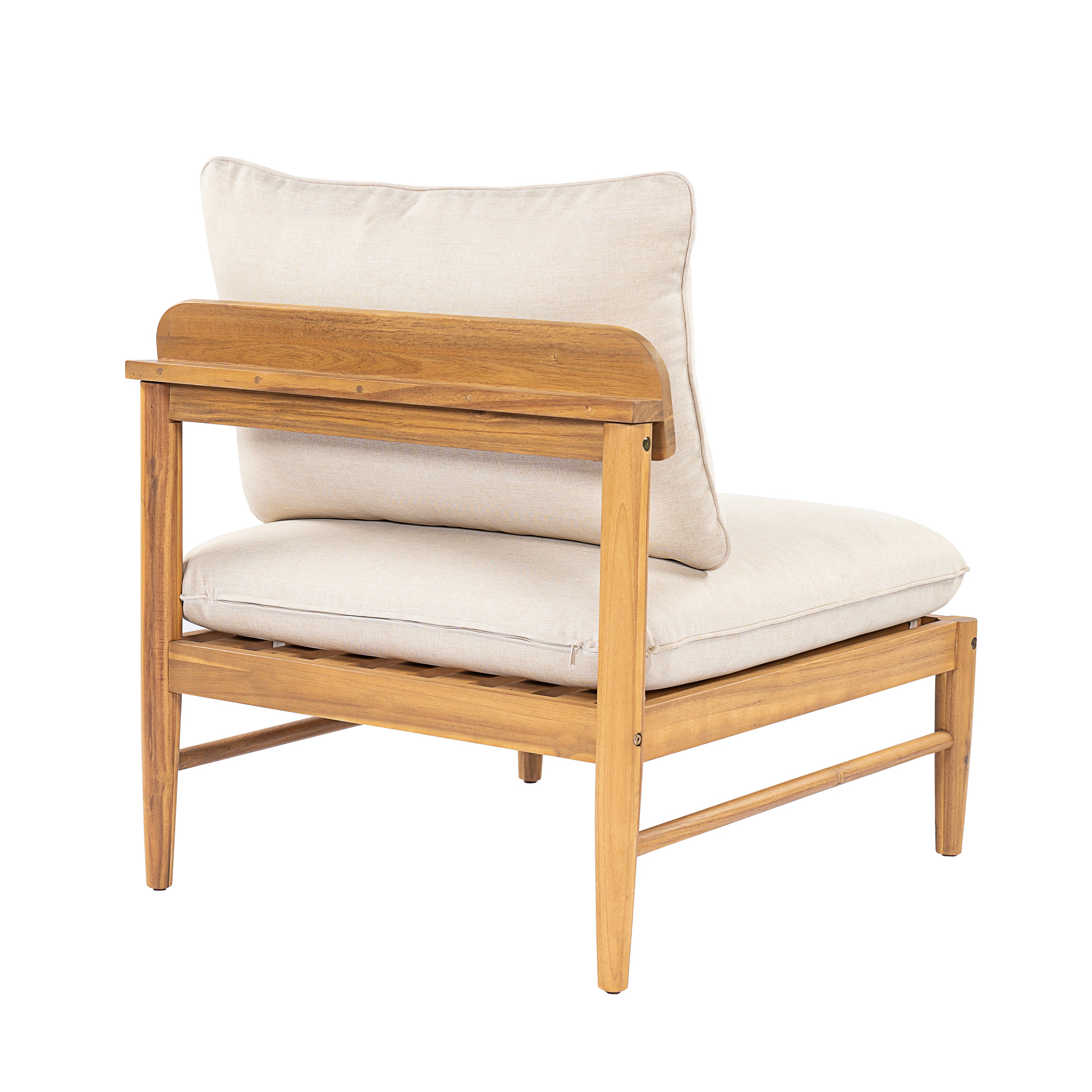 Terassi Outdoor Acacia Wood 4 Seater Sofa, Light Teak Finish with Beige Cushion