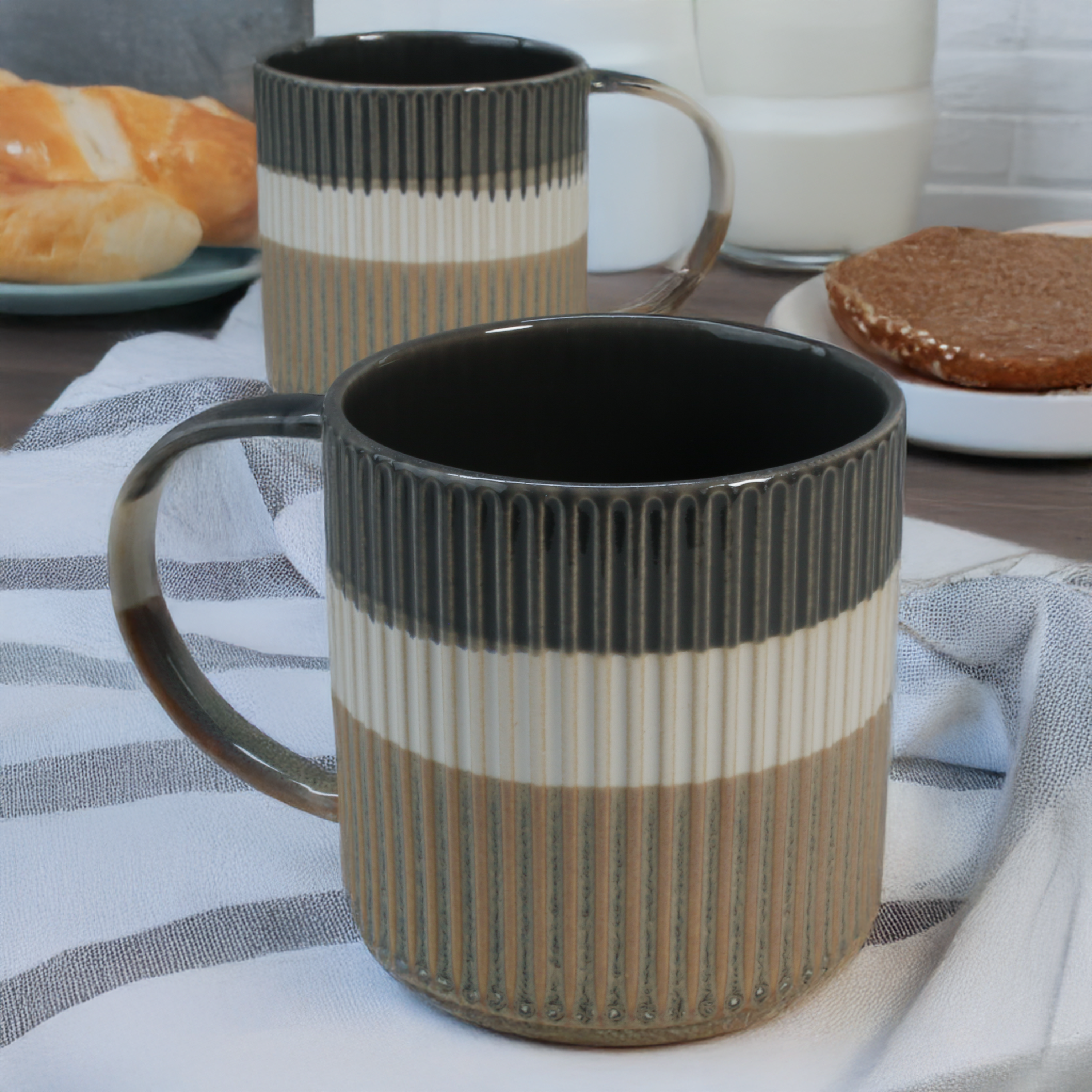 Tri-Color Mugs, 8-Piece Set