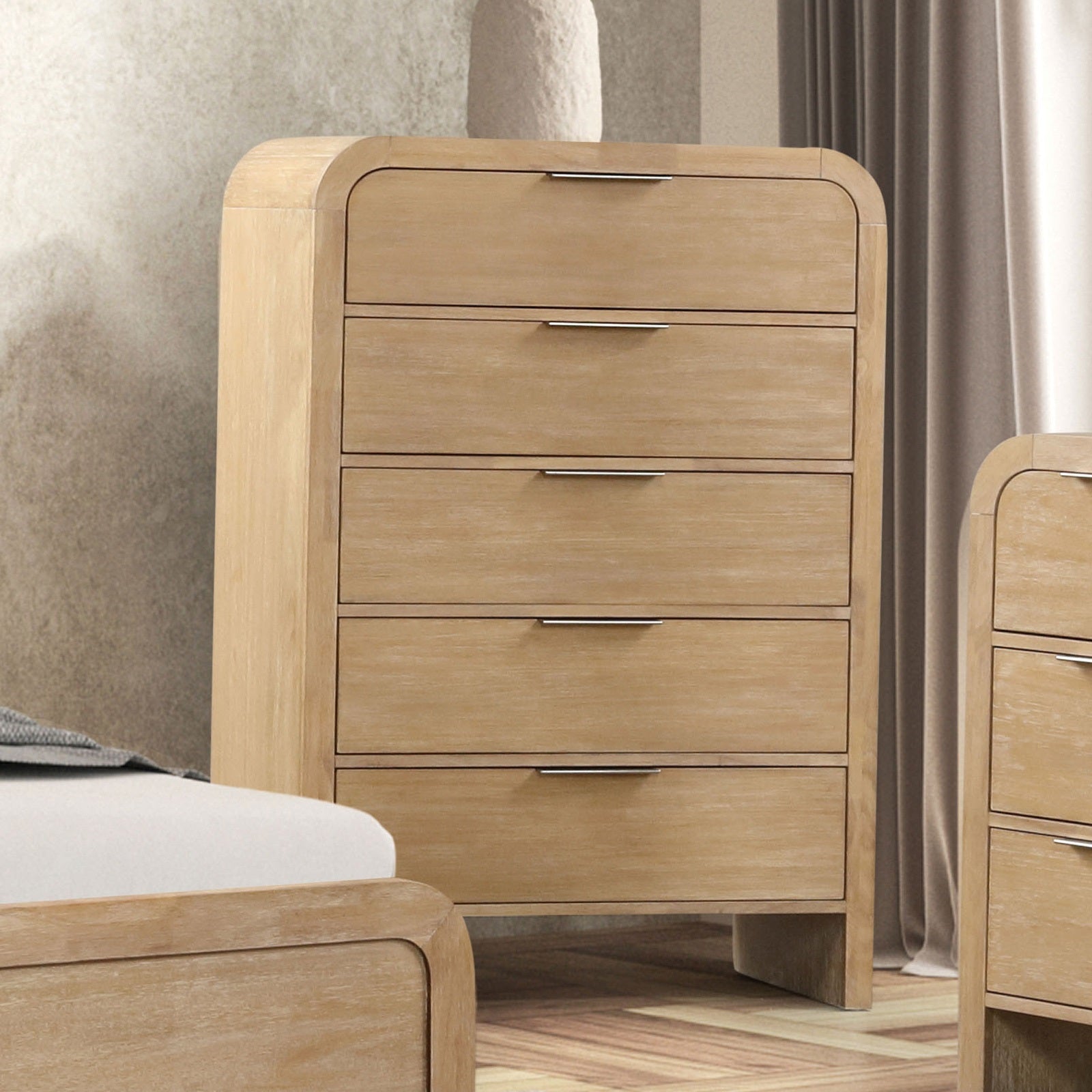 Transitional Style Chest with Metal Finger Handles