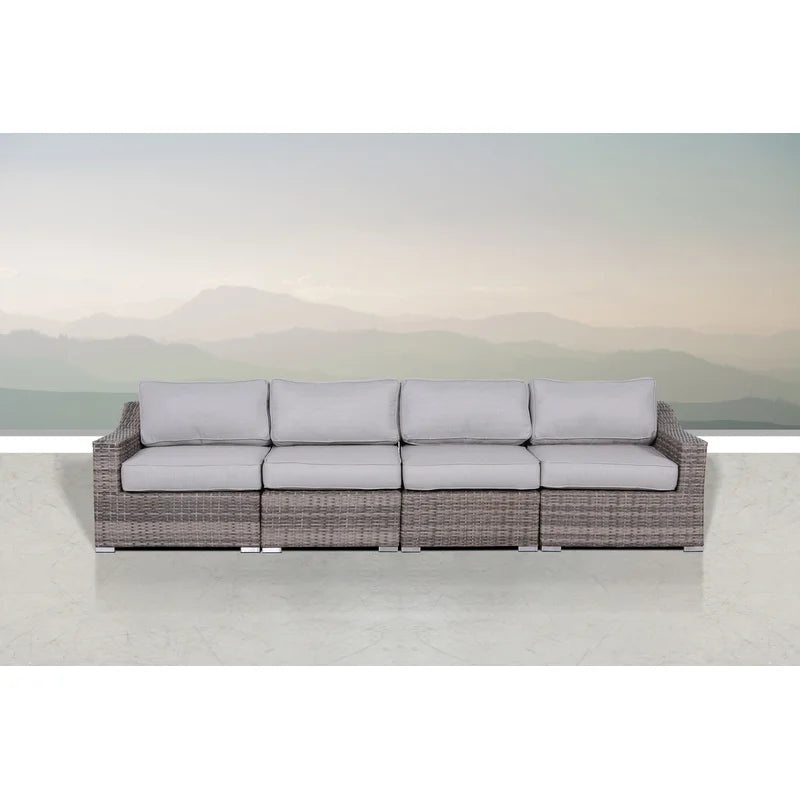 4-Piece Rattan Sectional Seating Set with Cushions
