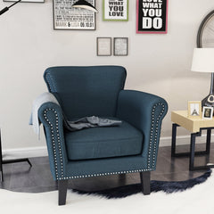 Club Chair with Rolled Arm and Nail Head Trim - Accent Chairs