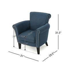 Club Chair with Rolled Arm and Nail Head Trim - Accent Chairs