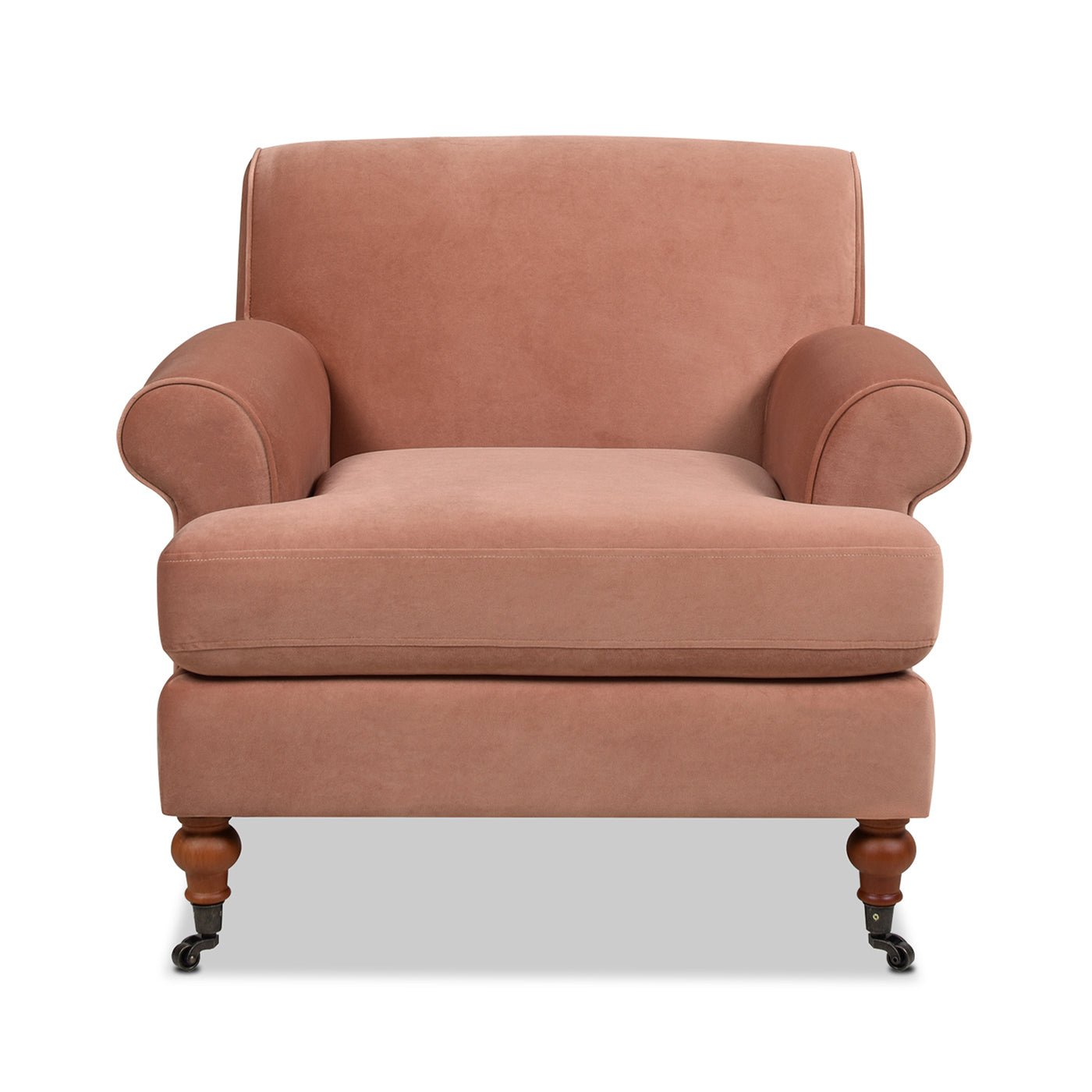 Cobaltex Upholstered Arm Chair with Metal Casters and Rolled Arms - Accent Chairs