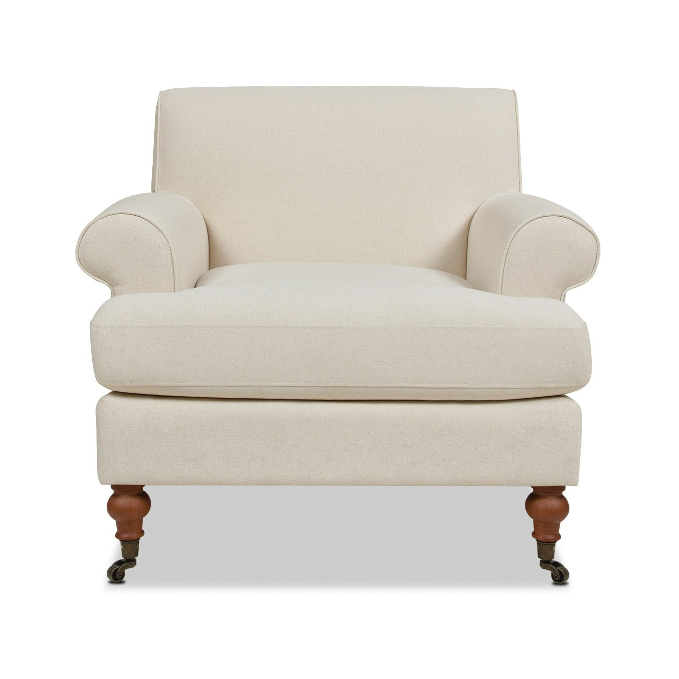 Cobaltex Upholstered Arm Chair with Metal Casters and Rolled Arms - Accent Chairs