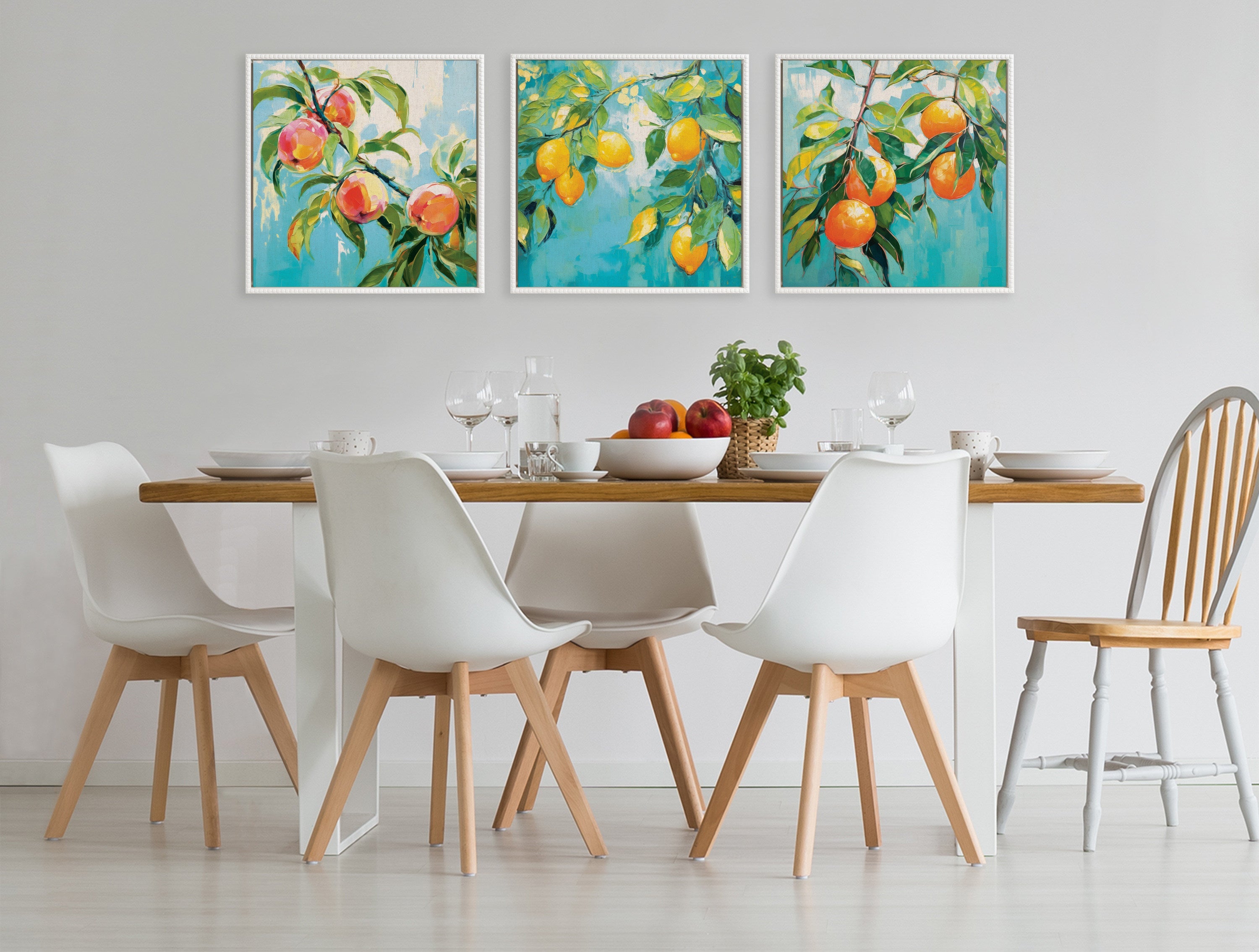 Sylvie Beaded Lemon Tree Framed Canvas by The Creative Bunch Studio