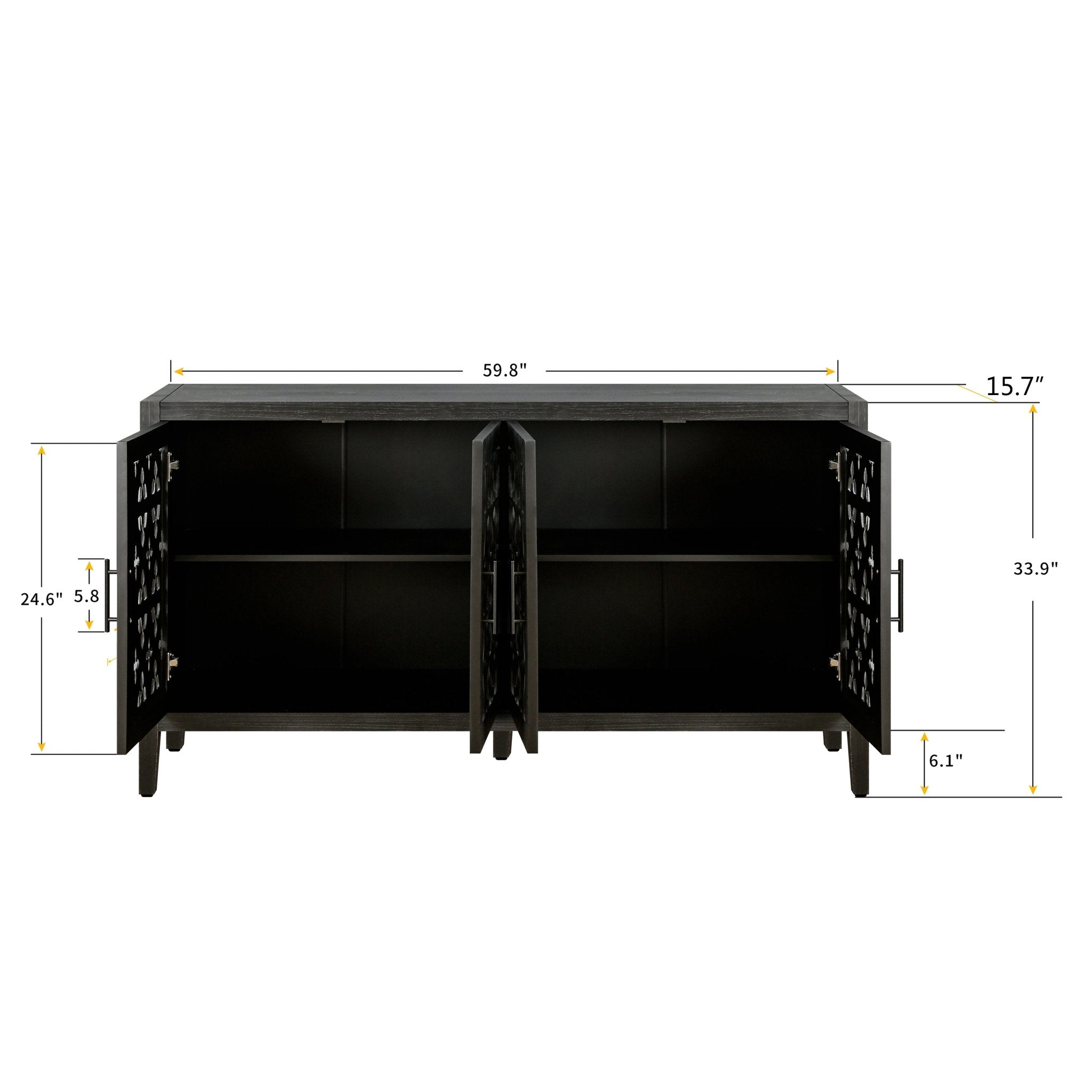 Colossus Wood Cabinet with Floral Pattern and 4 Doors - Cabinets