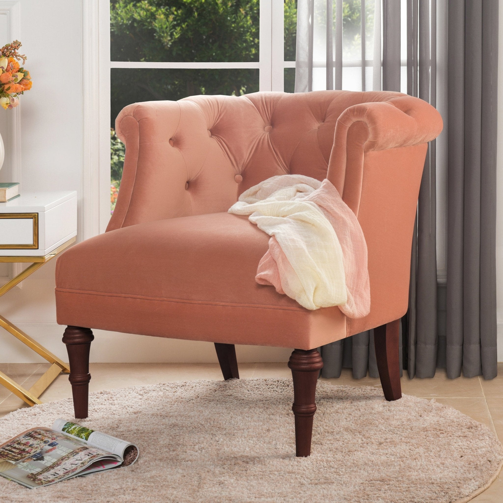 Comforts Upholstered Accent Chair with Recessed Arms and Barrel Design - Accent Chairs