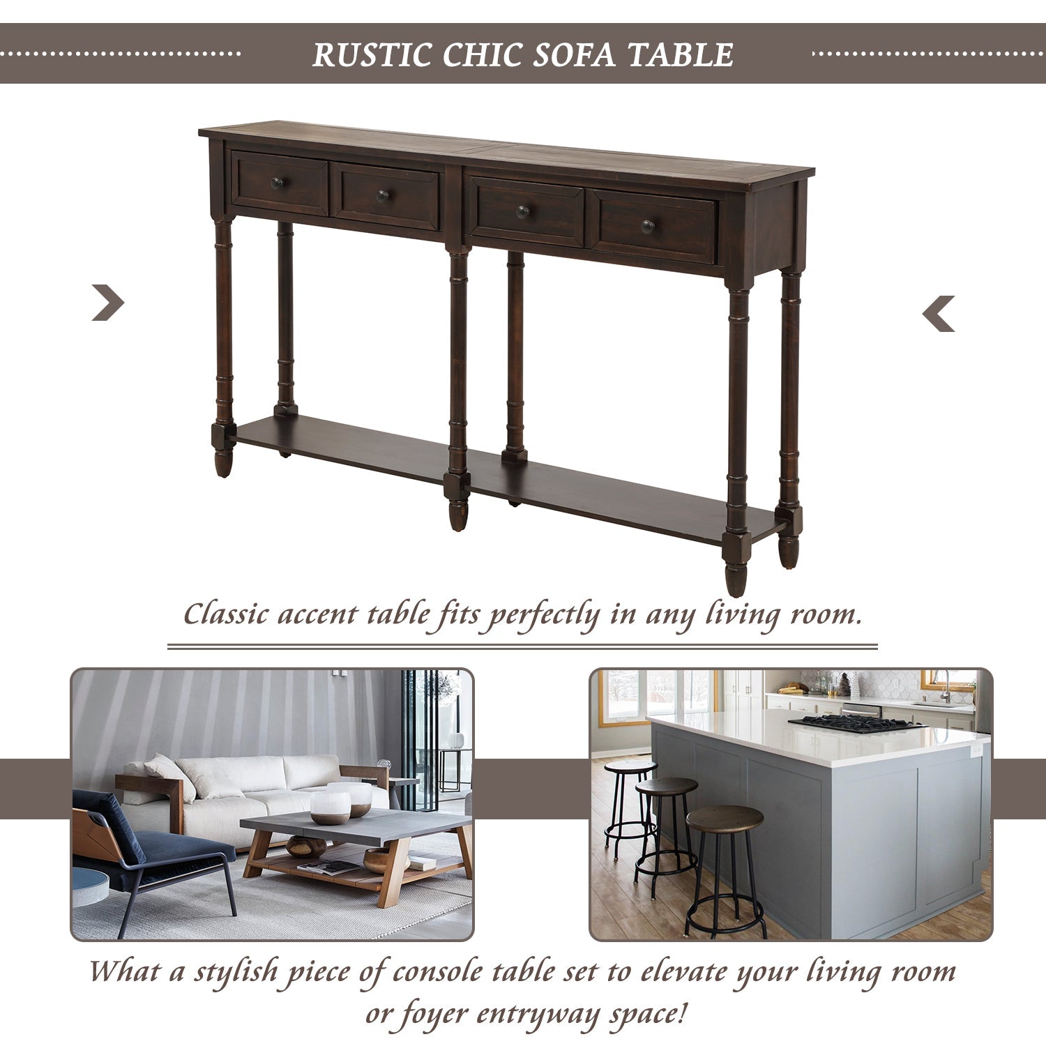 Console Table with 2 Storages and Bottom Shelf - Consoles