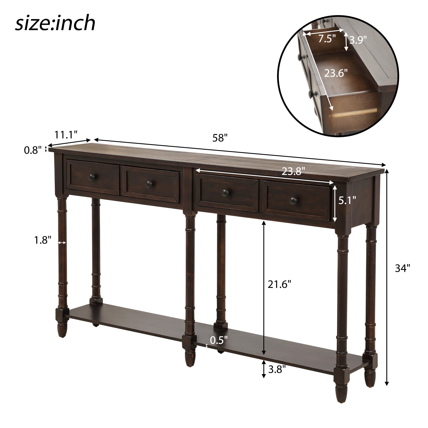 Console Table with 2 Storages and Bottom Shelf - Consoles