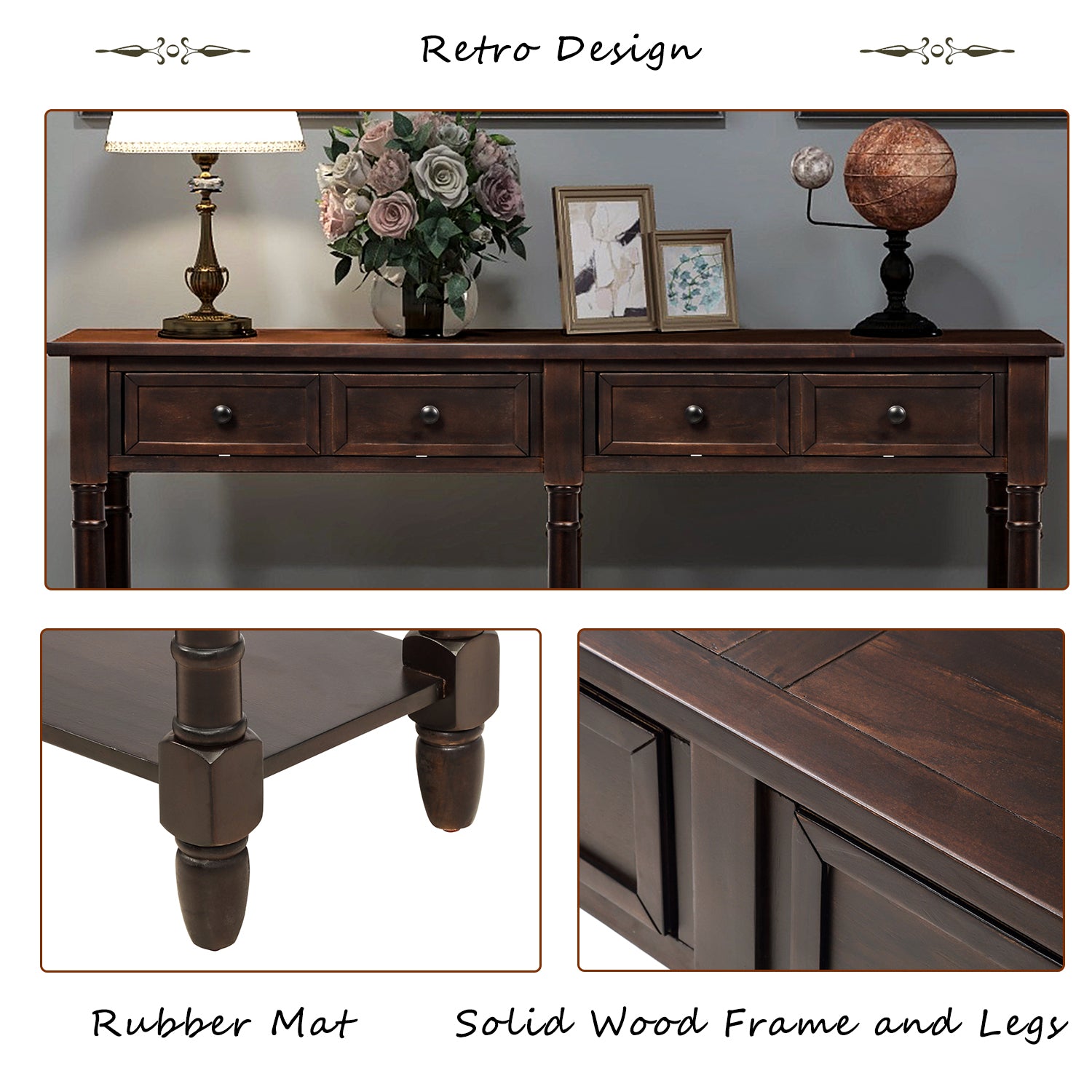 Console Table with 2 Storages and Bottom Shelf - Consoles