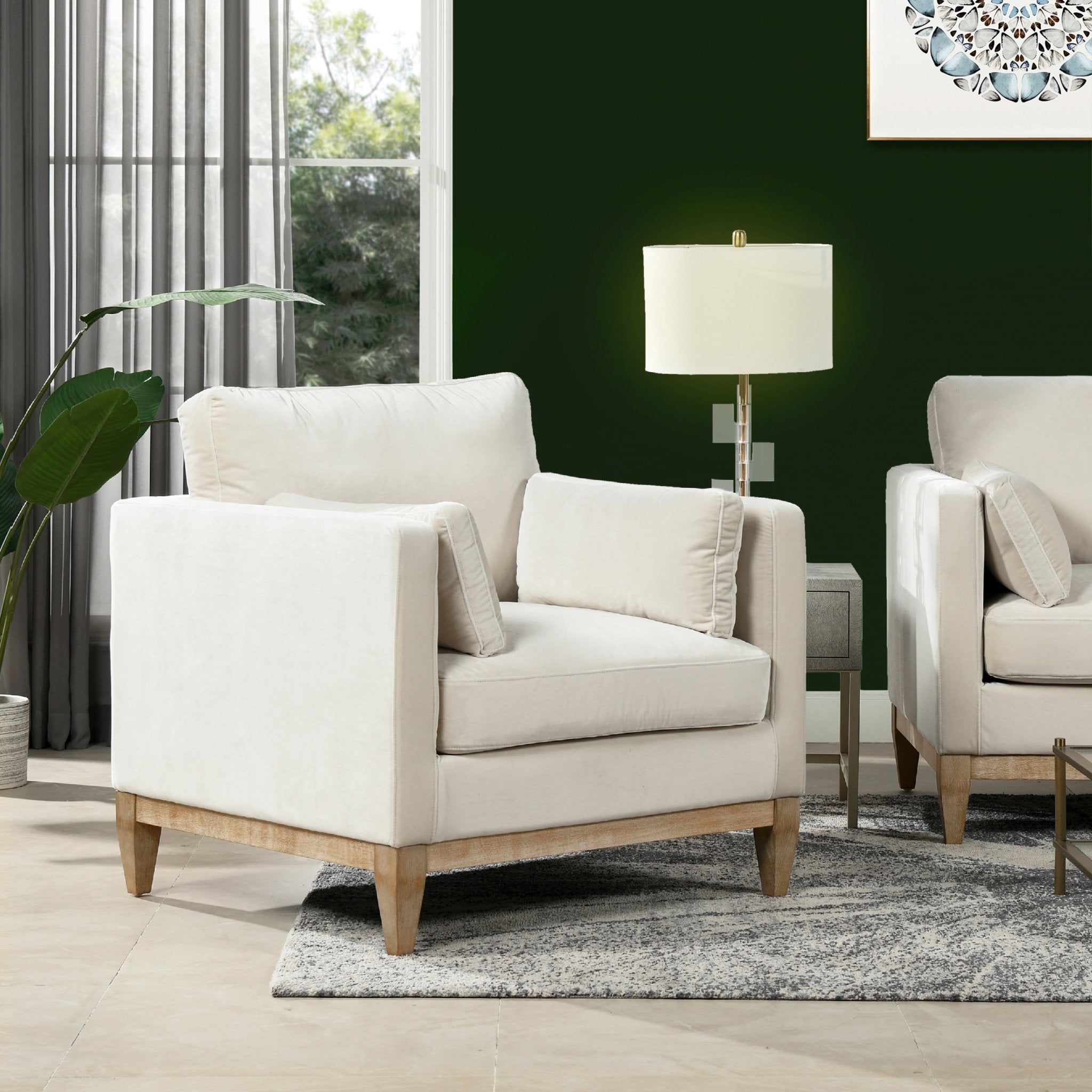 Contour Velvet Upholstered Accent Chair with Removable and Reversible Back - Accent Chairs