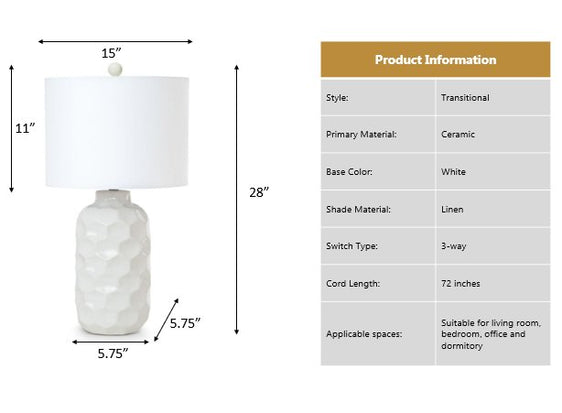 Cordelia 30" White Ceramic Table Lamp, (Set of 2) - Table Lamps