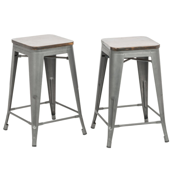Cormac 24 Inch Wood Seat Counter Stool Set of 2 - Counter Stool