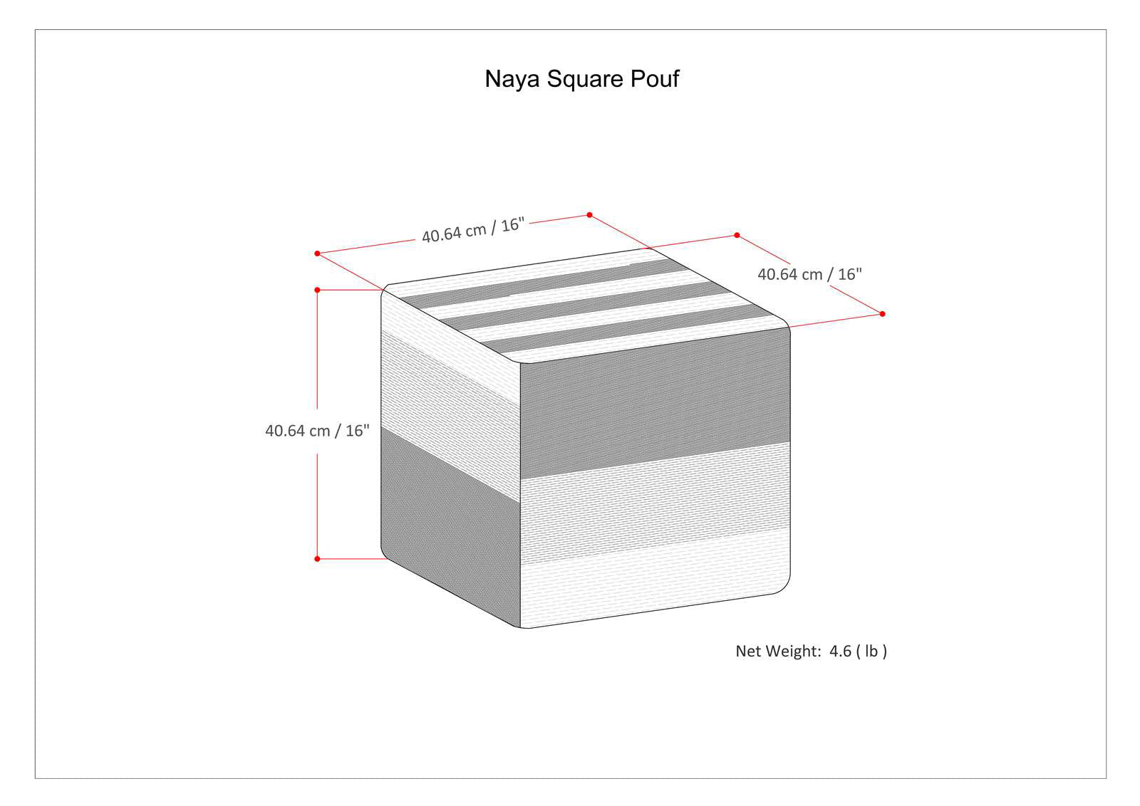Cotton Fabric Cube Pouf - Pouf