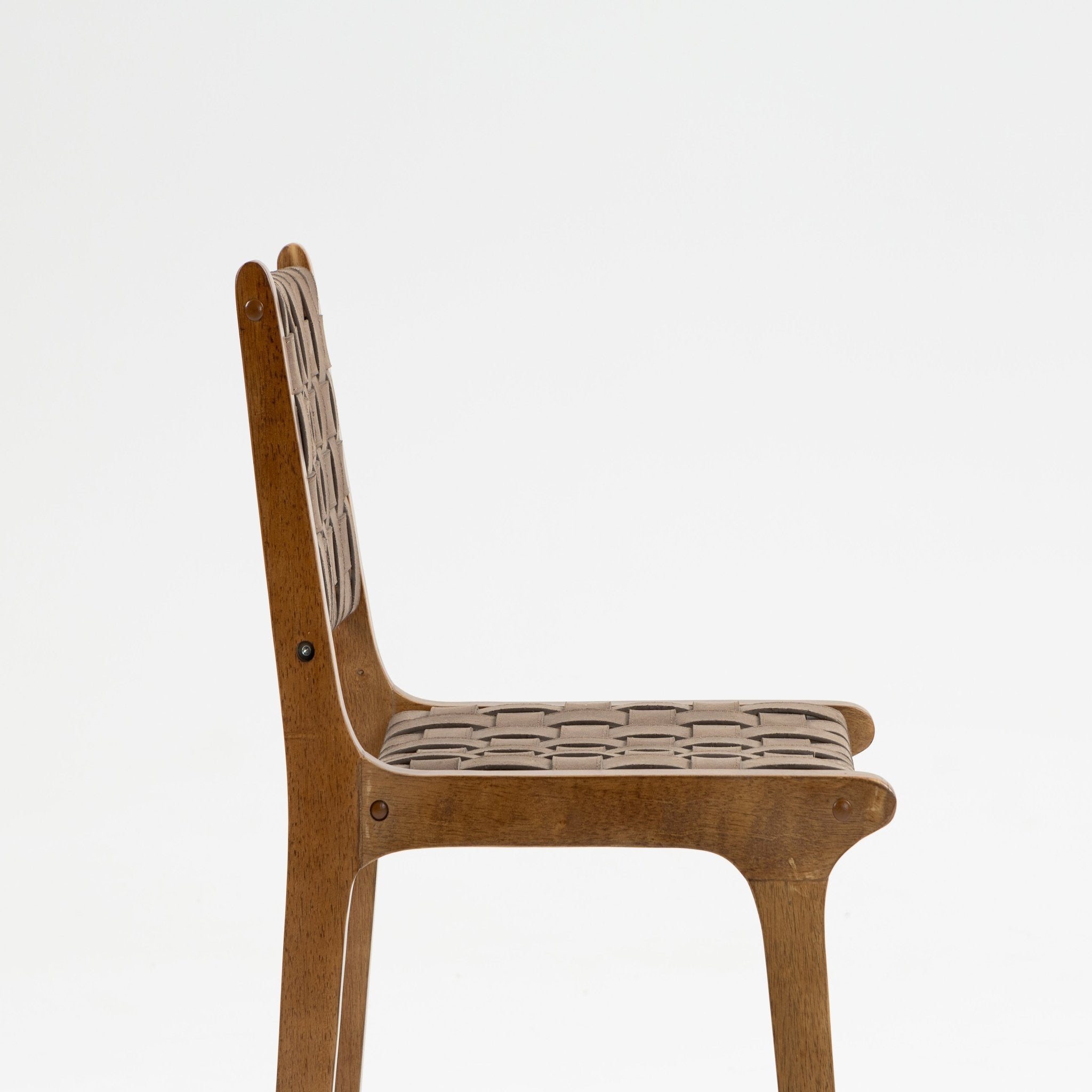 Counter Stool with Leather Woven and Wood Frame, Set of 2 - Counter Stools