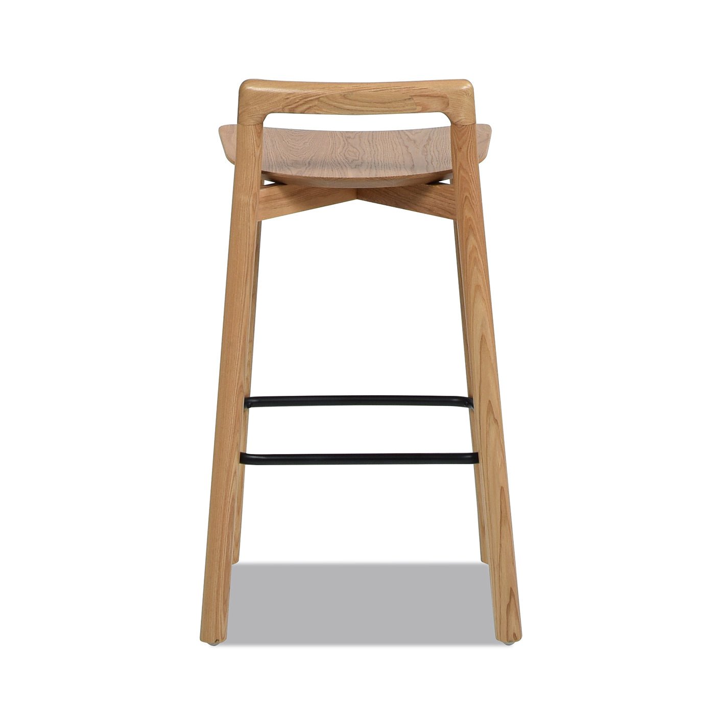 Counter Stool with Low Back and Black Iron Footrest - Counter Stools