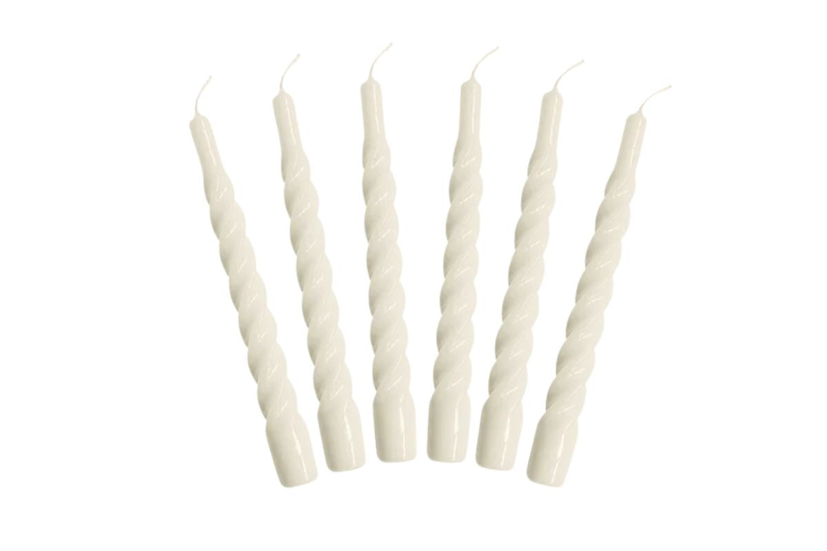 Lacquer Twisted Taper Candles, Set of 6