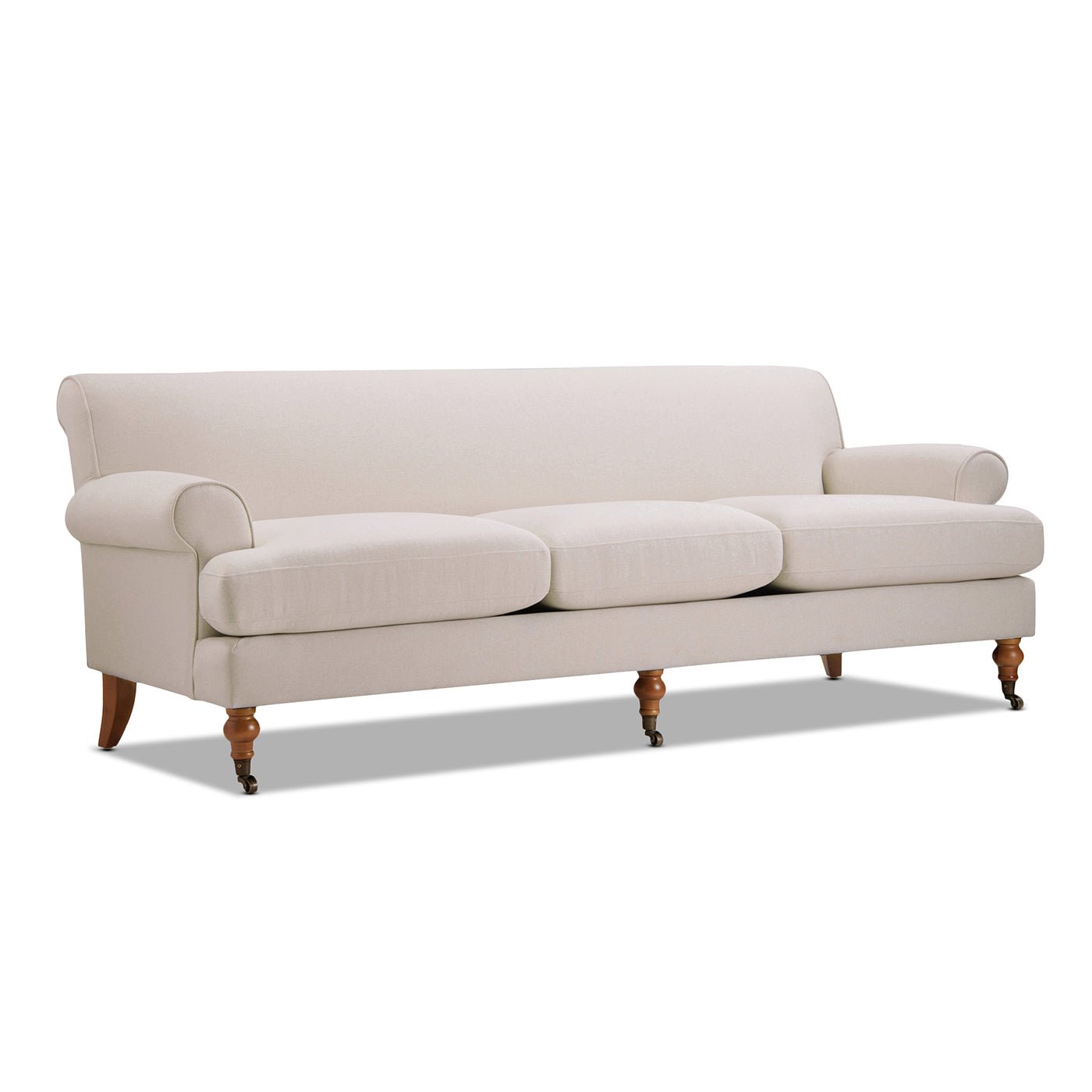 Creations Upholstered Sofa with Metal Casters and 3 Cushions Tightback - Sofas