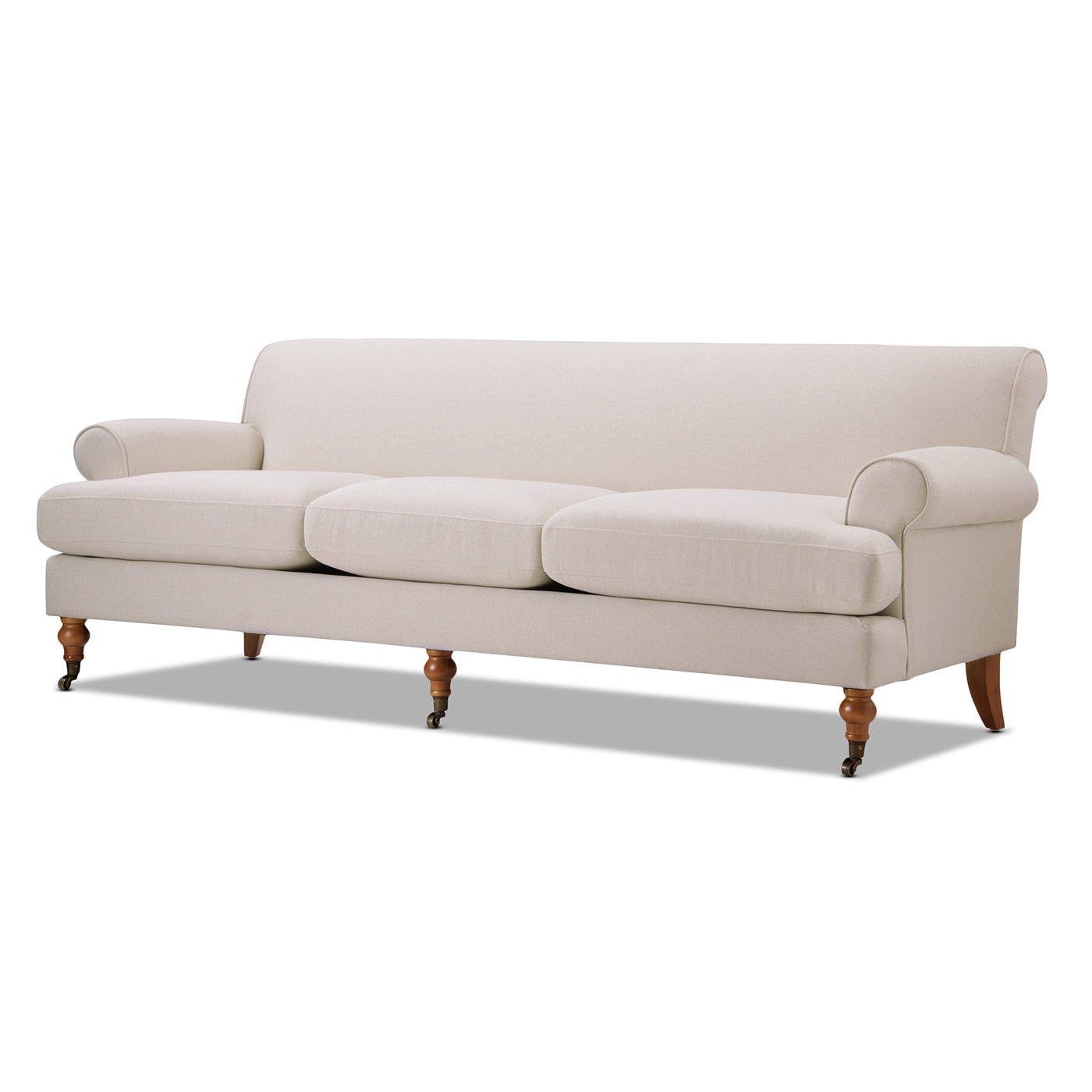 Creations Upholstered Sofa with Metal Casters and 3 Cushions Tightback - Sofas