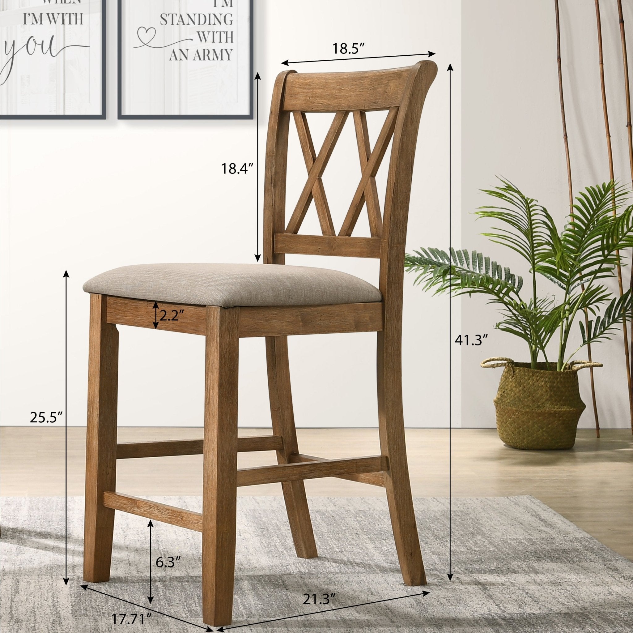 Cross - Buck Wood 5 - Piece Counter Height Dining Set - Dining Room Sets