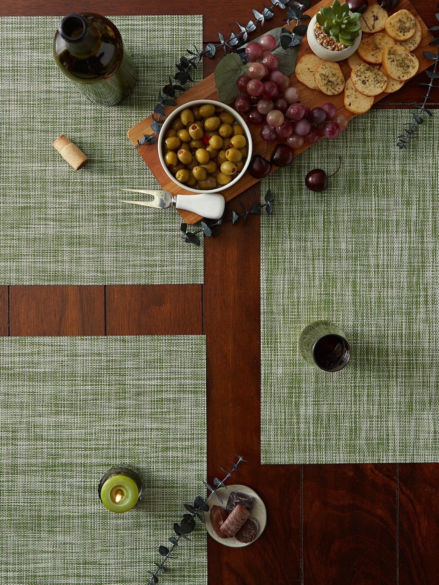 Crosshatched 13X18" Nautical Blue Tweed Woven Vinyl And Pvc Coated Polyester Placemat Set Of 6 - Placemats