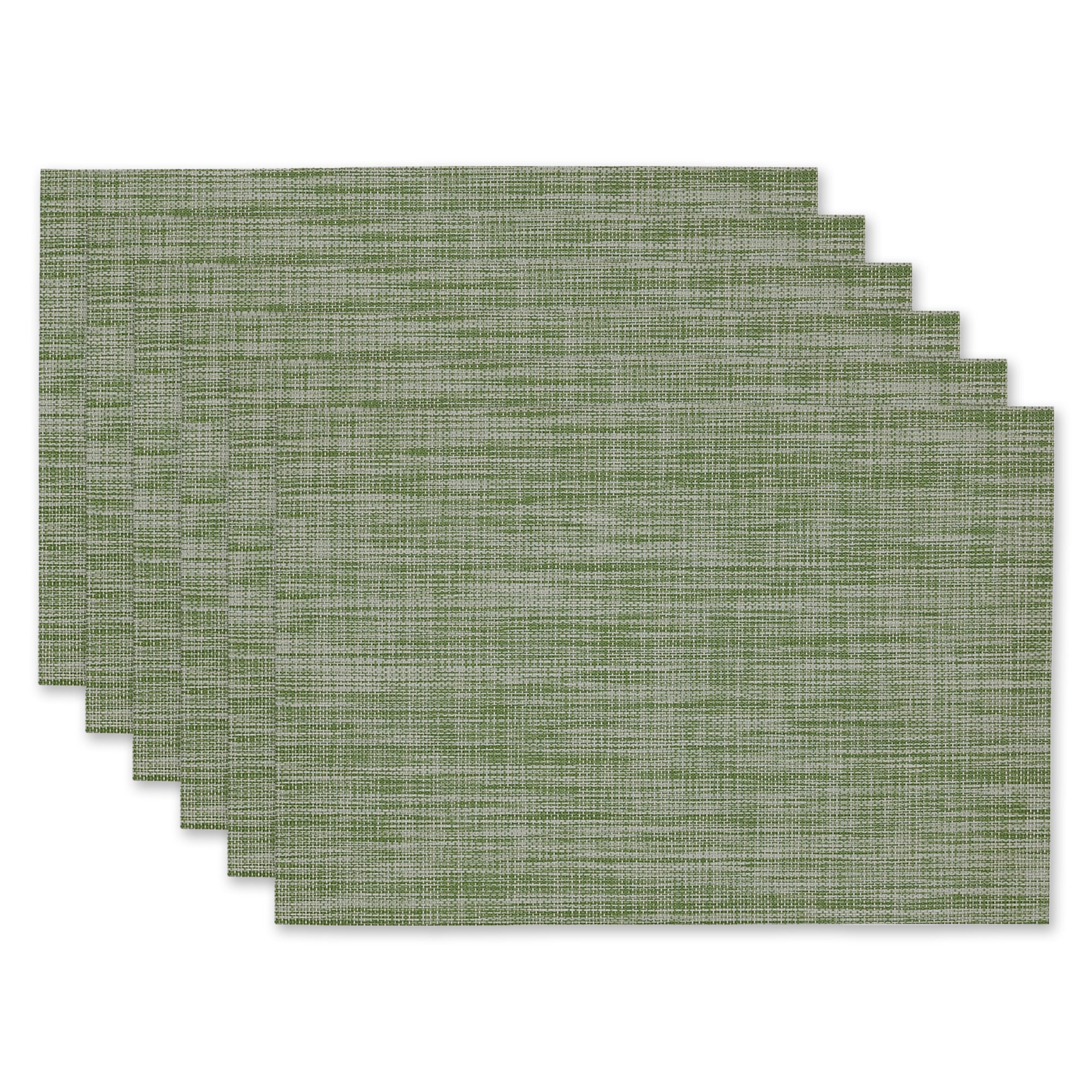 Crosshatched 13X18" Nautical Blue Tweed Woven Vinyl And Pvc Coated Polyester Placemat Set Of 6 - Placemats