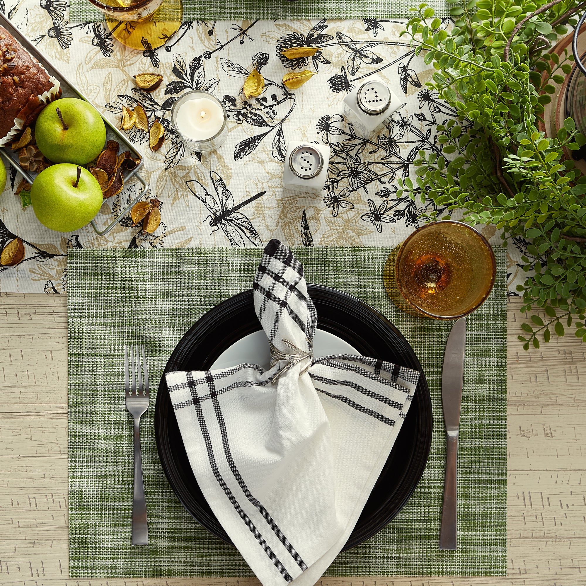 Crosshatched 13X18" Nautical Blue Tweed Woven Vinyl And Pvc Coated Polyester Placemat Set Of 6 - Placemats